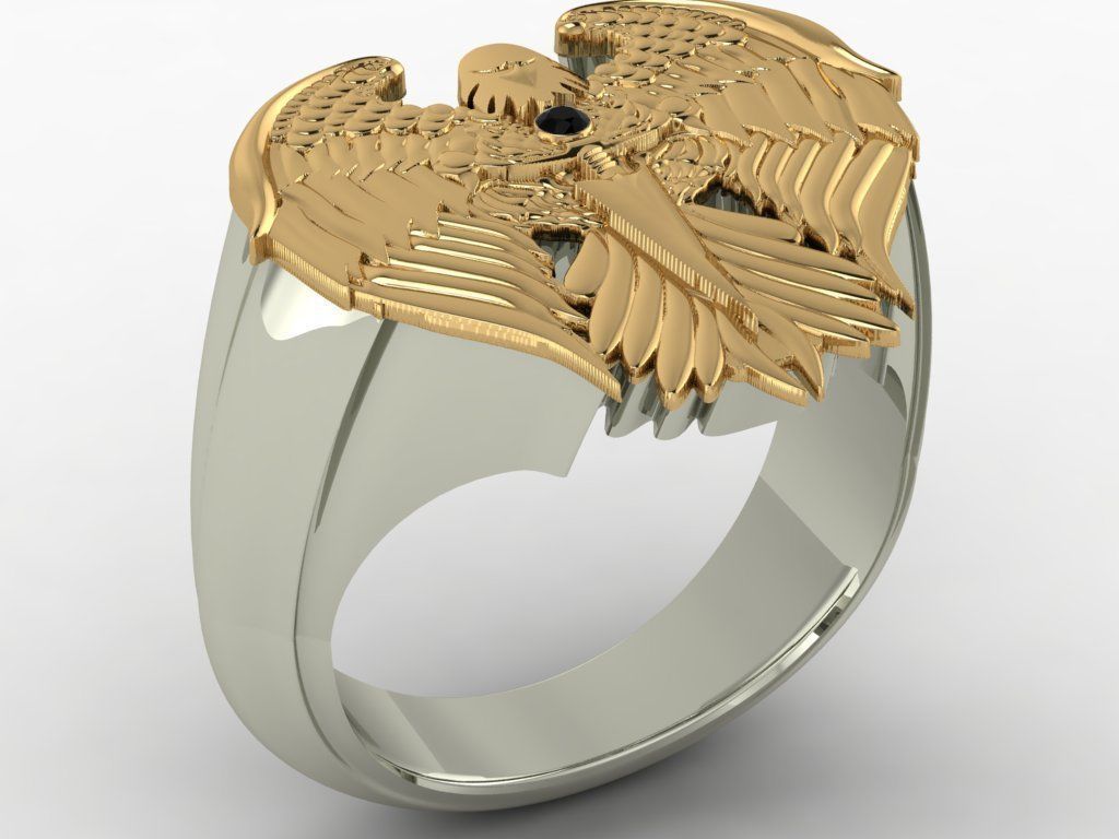 eagle ring  3D print model_9