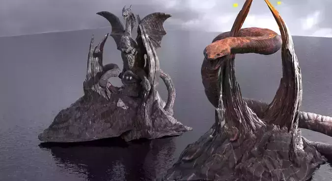 Hells Depths Snake cliffs 2 models 3D model