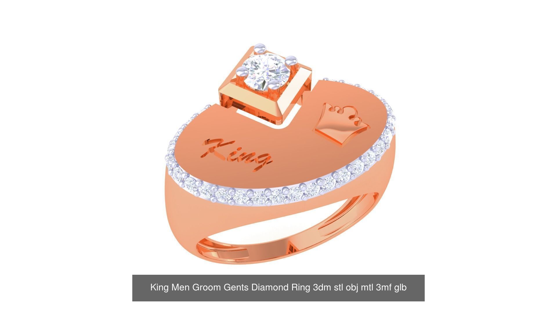 6 King Men Groom Gents Diamond Ring 3dm stl obj mtl 3mf 3D Model Collection_7