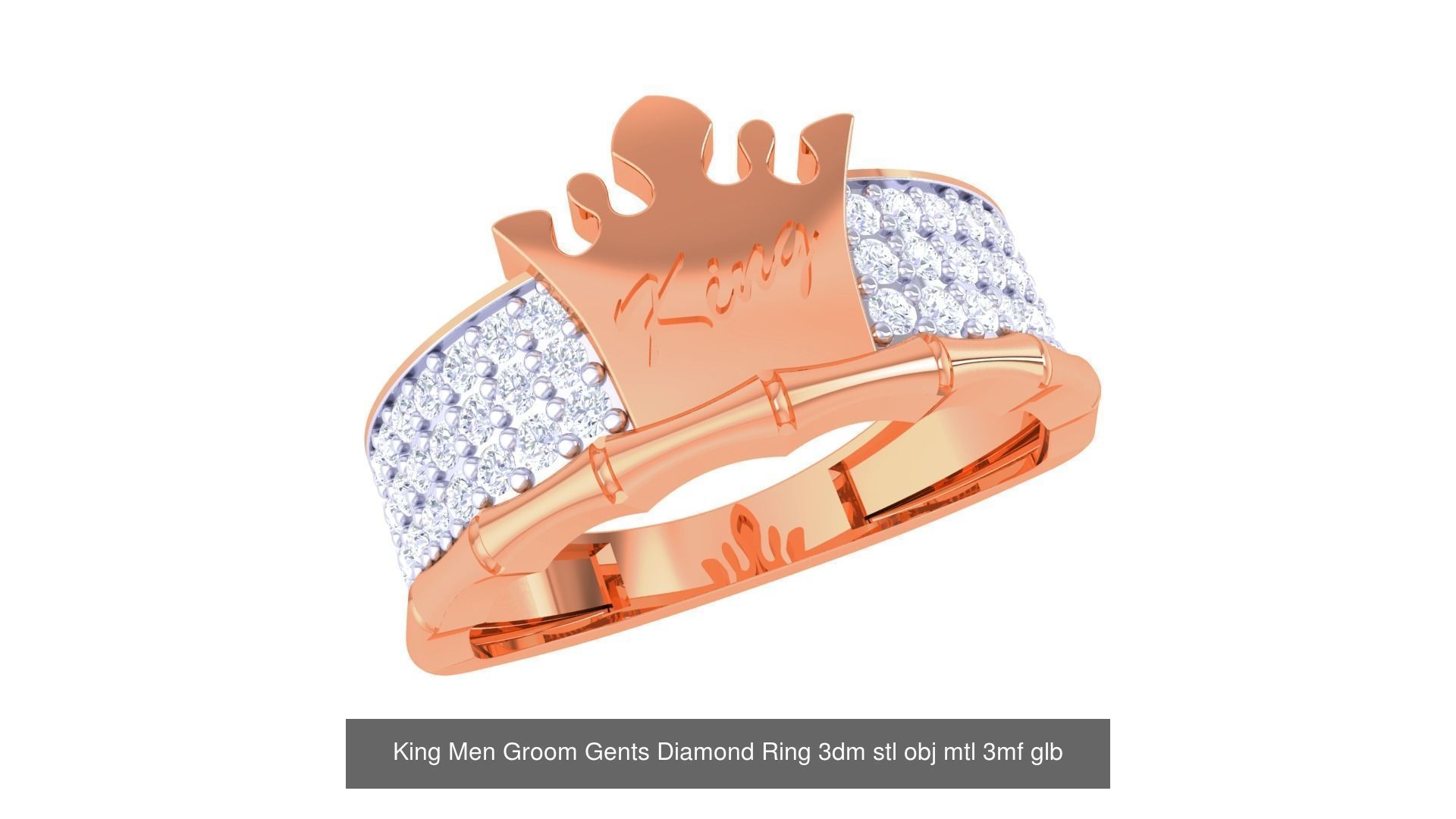 6 King Men Groom Gents Diamond Ring 3dm stl obj mtl 3mf 3D Model Collection_5