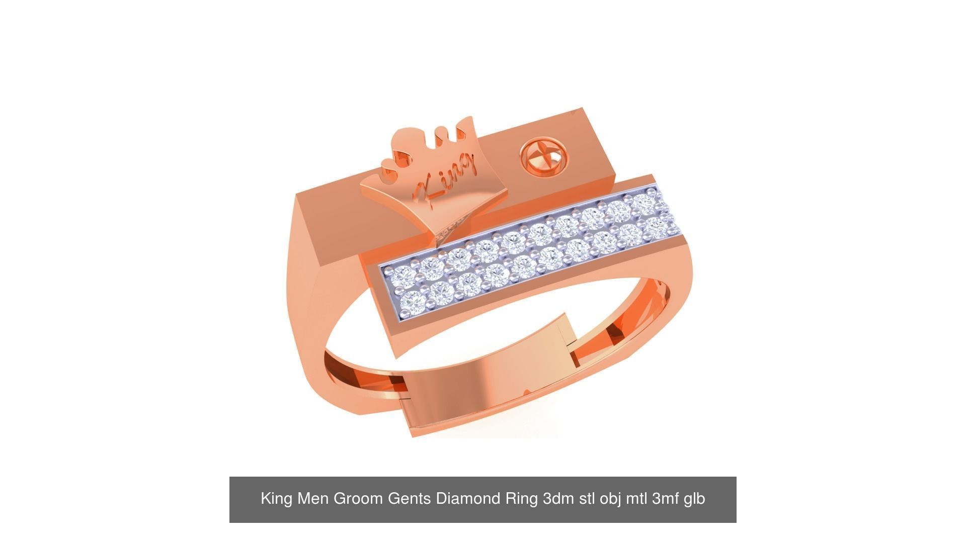 6 King Men Groom Gents Diamond Ring 3dm stl obj mtl 3mf 3D Model Collection_3