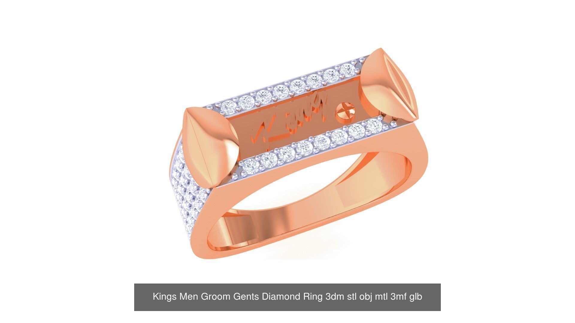 6 King Men Groom Gents Diamond Ring 3dm stl obj mtl 3mf 3D Model Collection_4