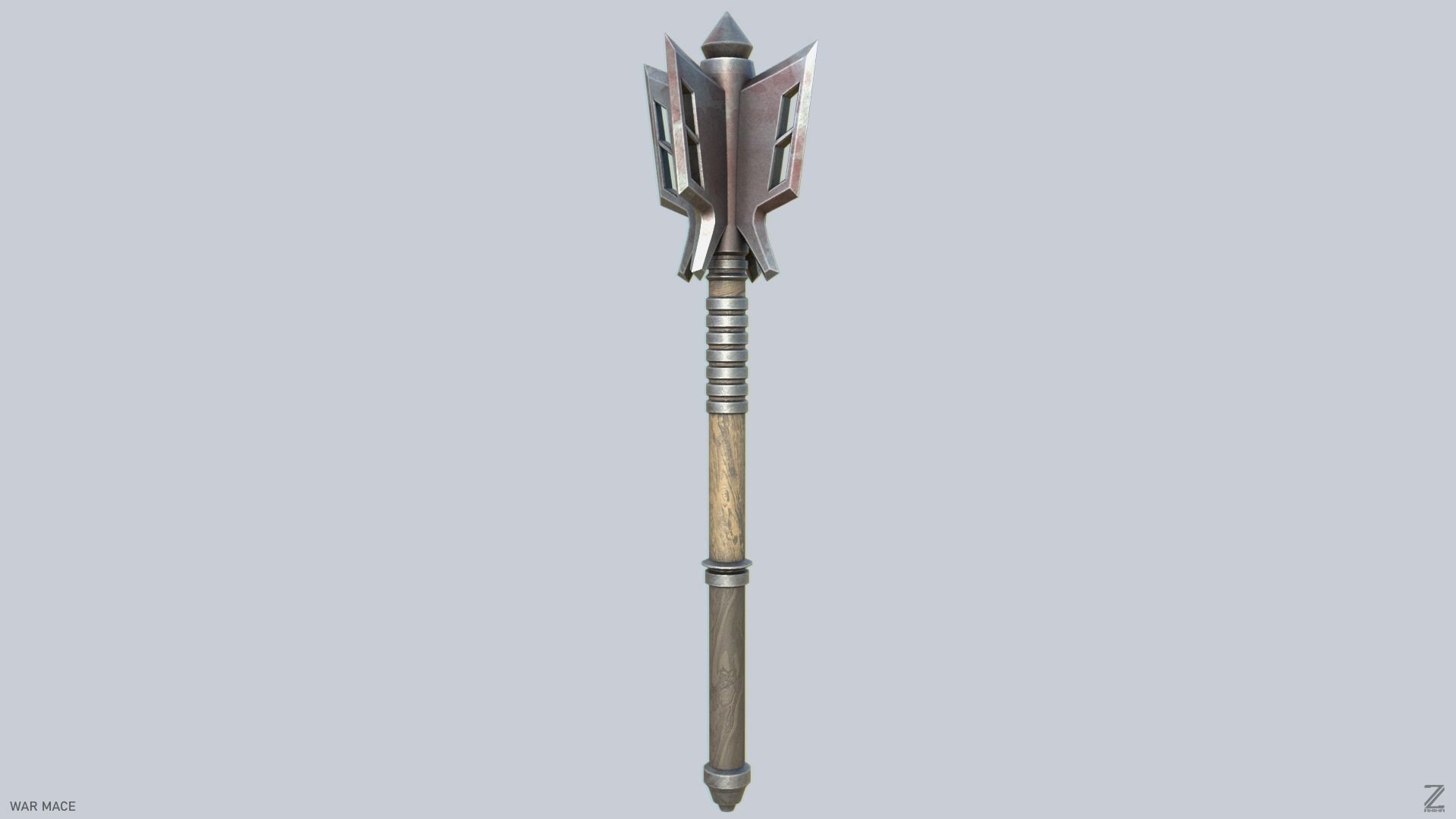 War mace Low-poly 3D model_4