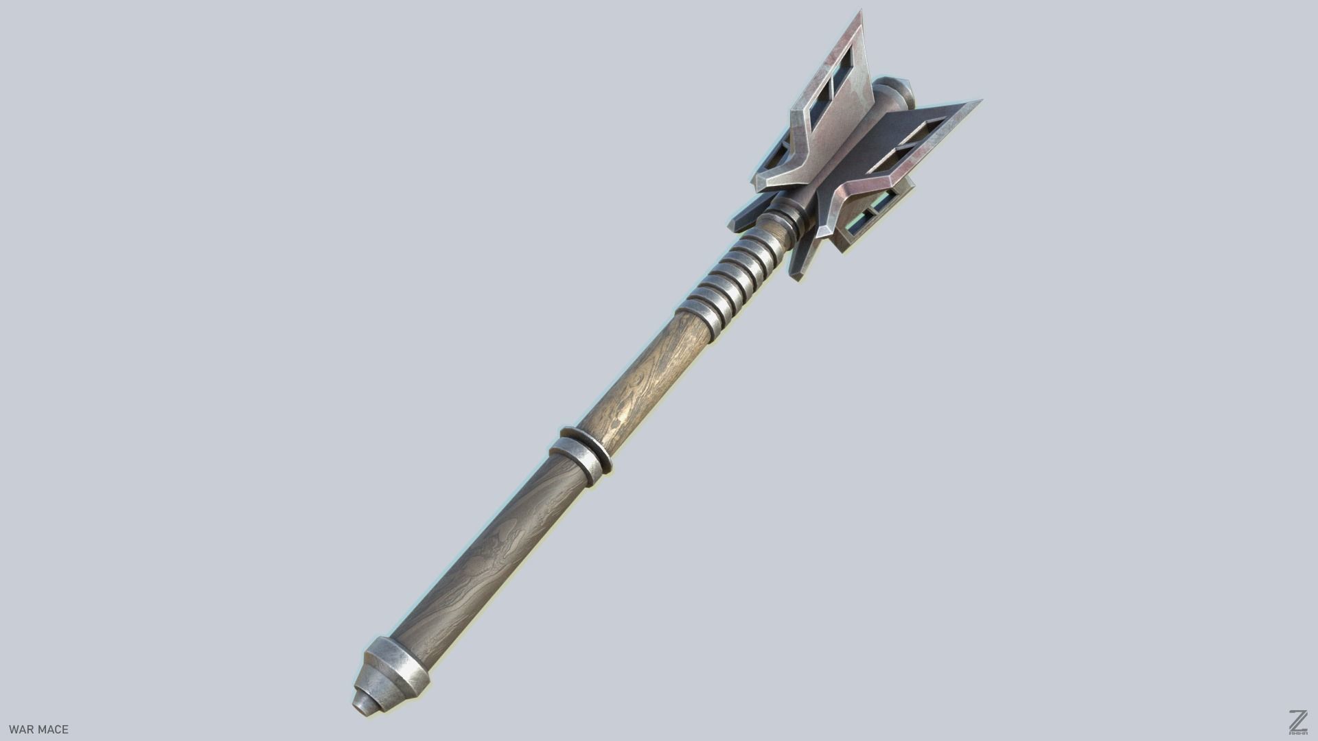 War mace Low-poly 3D model_1