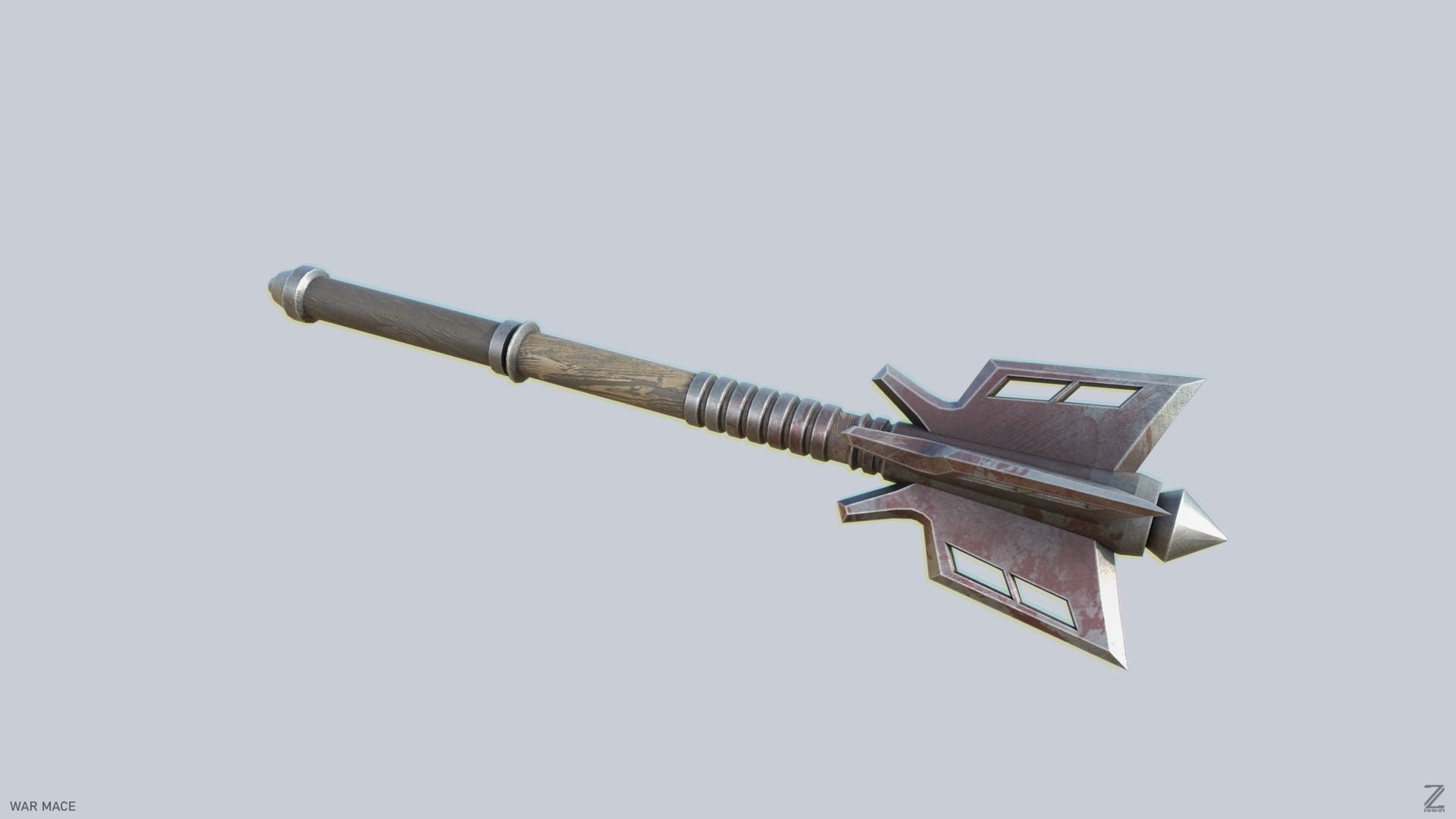 War mace Low-poly 3D model_8