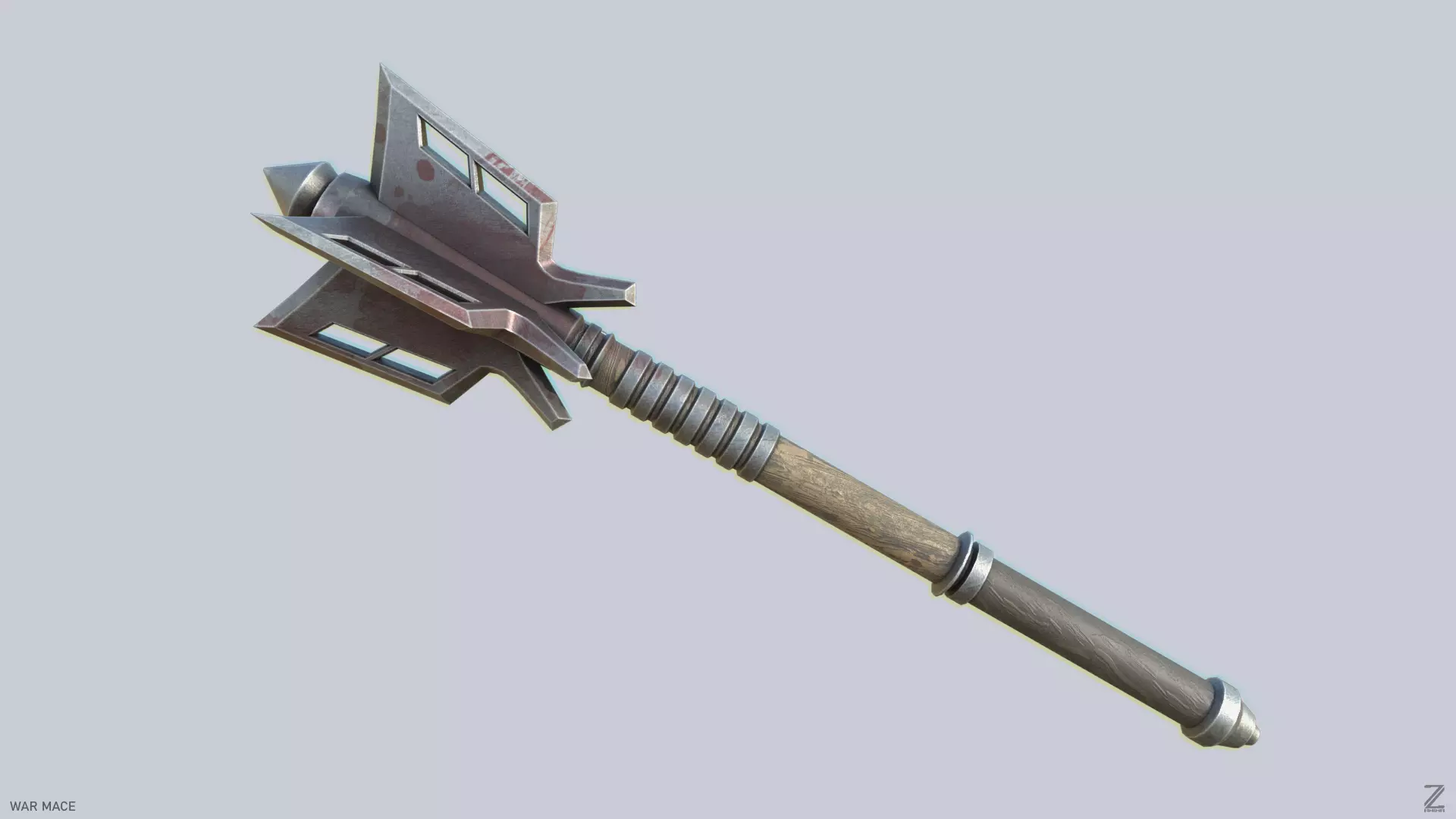 War mace Low-poly 3D model_0
