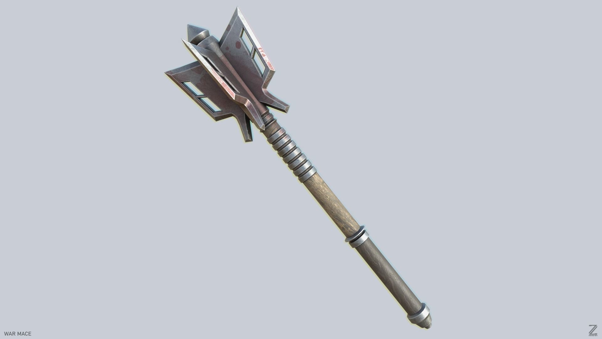 War mace Low-poly 3D model_5