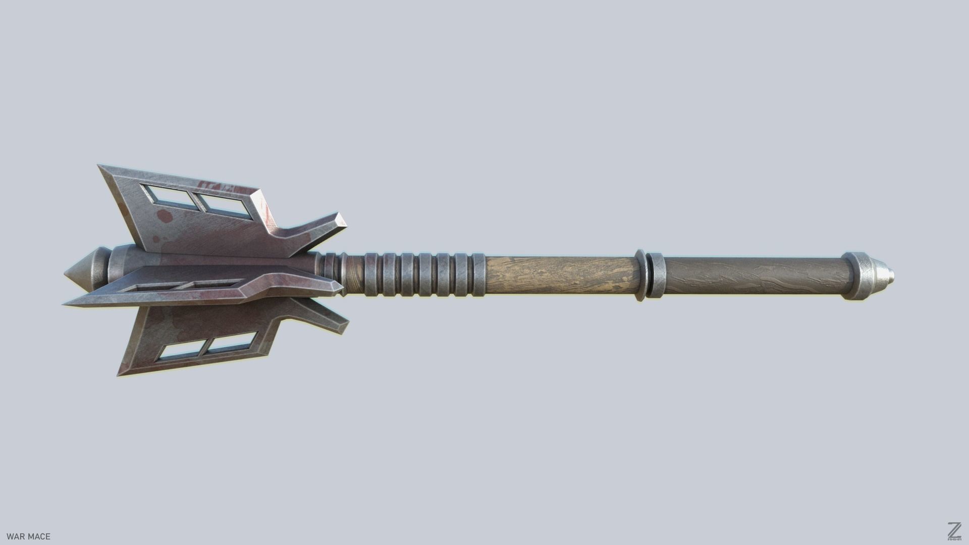 War mace Low-poly 3D model_6