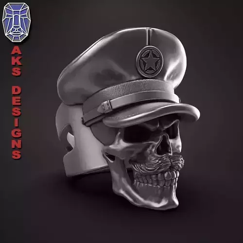 skull ring jewelry Army captain skull v1 3D print model