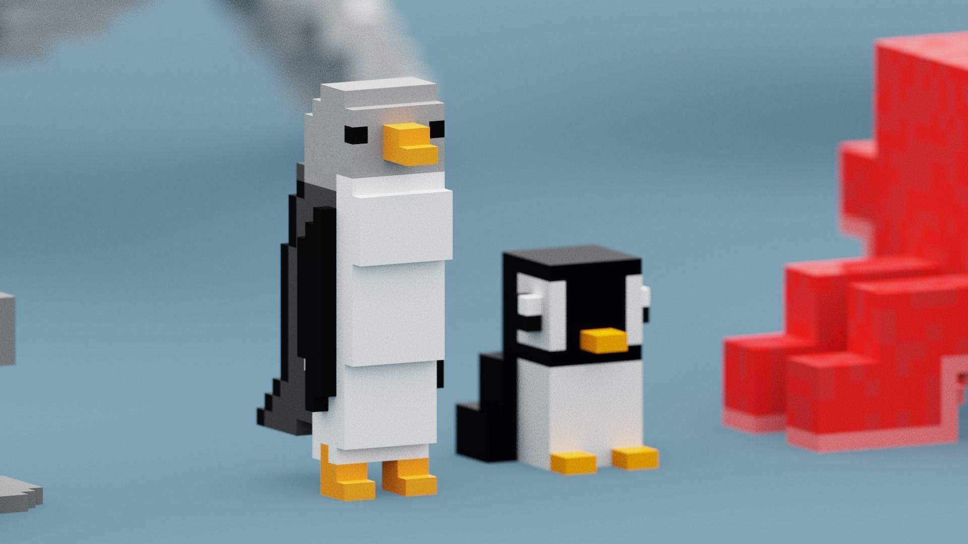 Voxel Sea Animals Low-poly 3D model_4