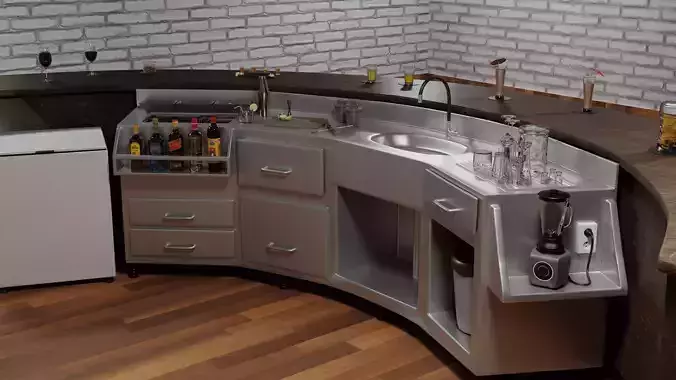 Bartender Table Low-poly 3D model