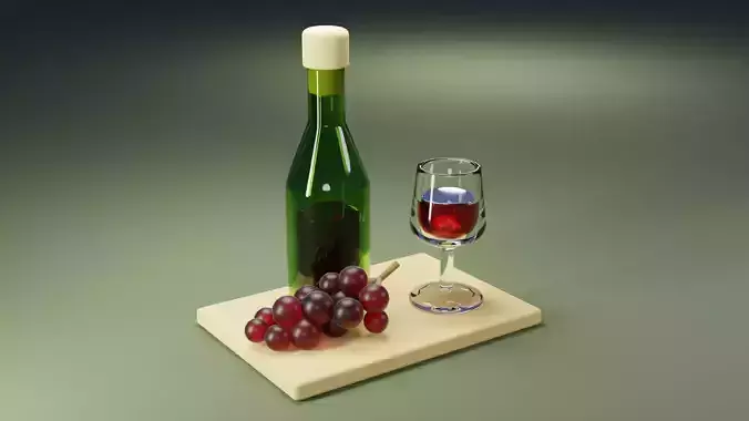 Wine glass and bottle