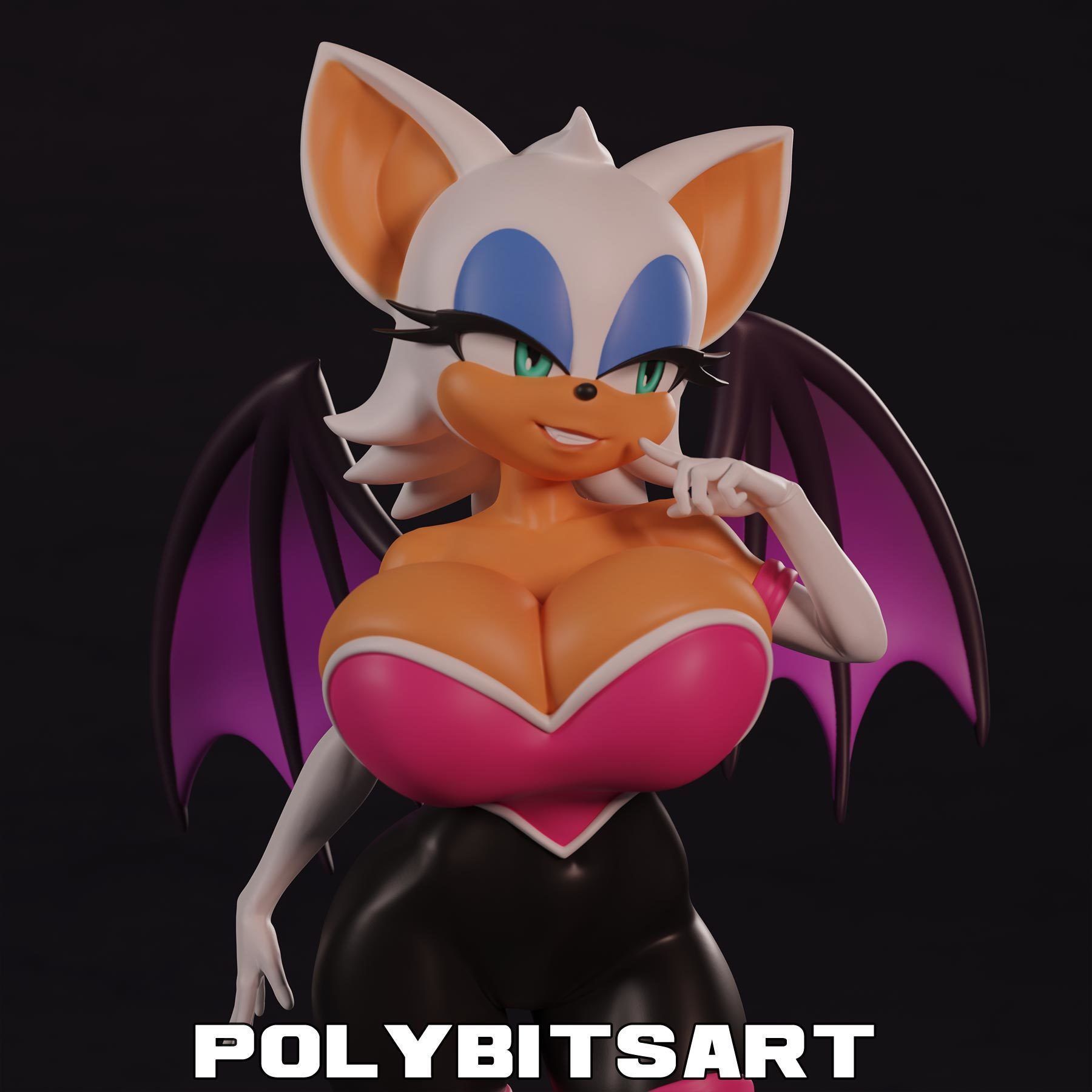 Rouge the Bat Figure 3D print model_13