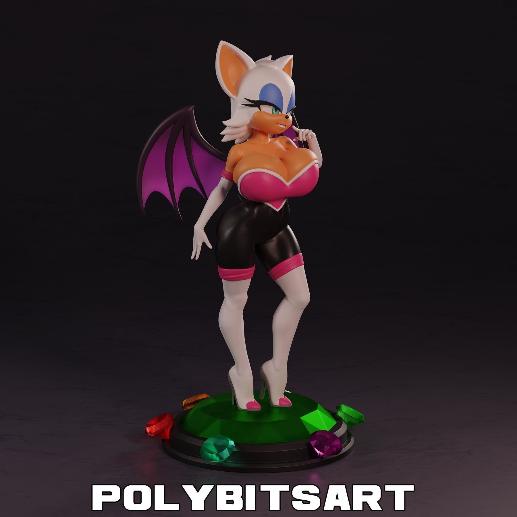 Rouge the Bat Figure 3D print model_2