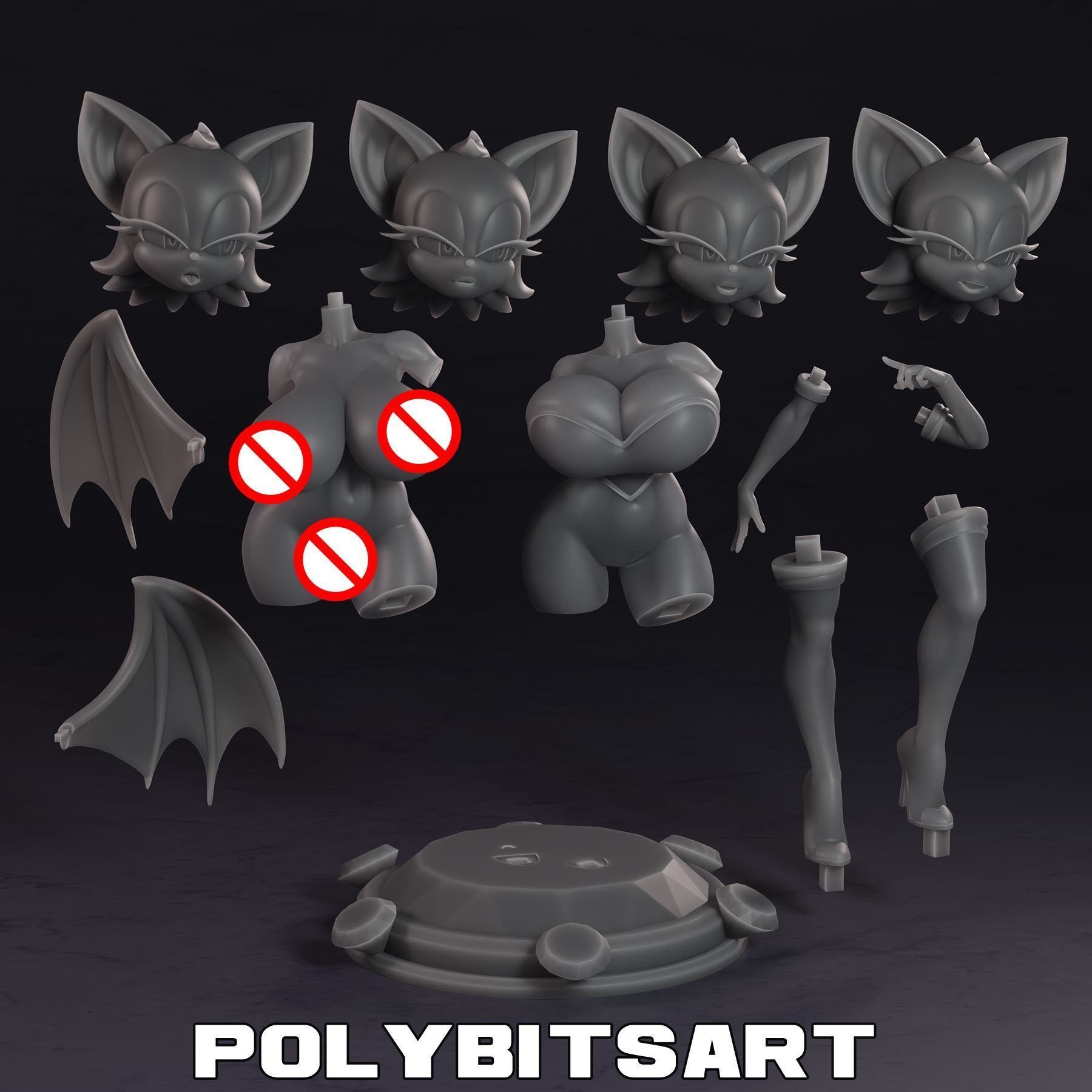 Rouge the Bat Figure 3D print model_21