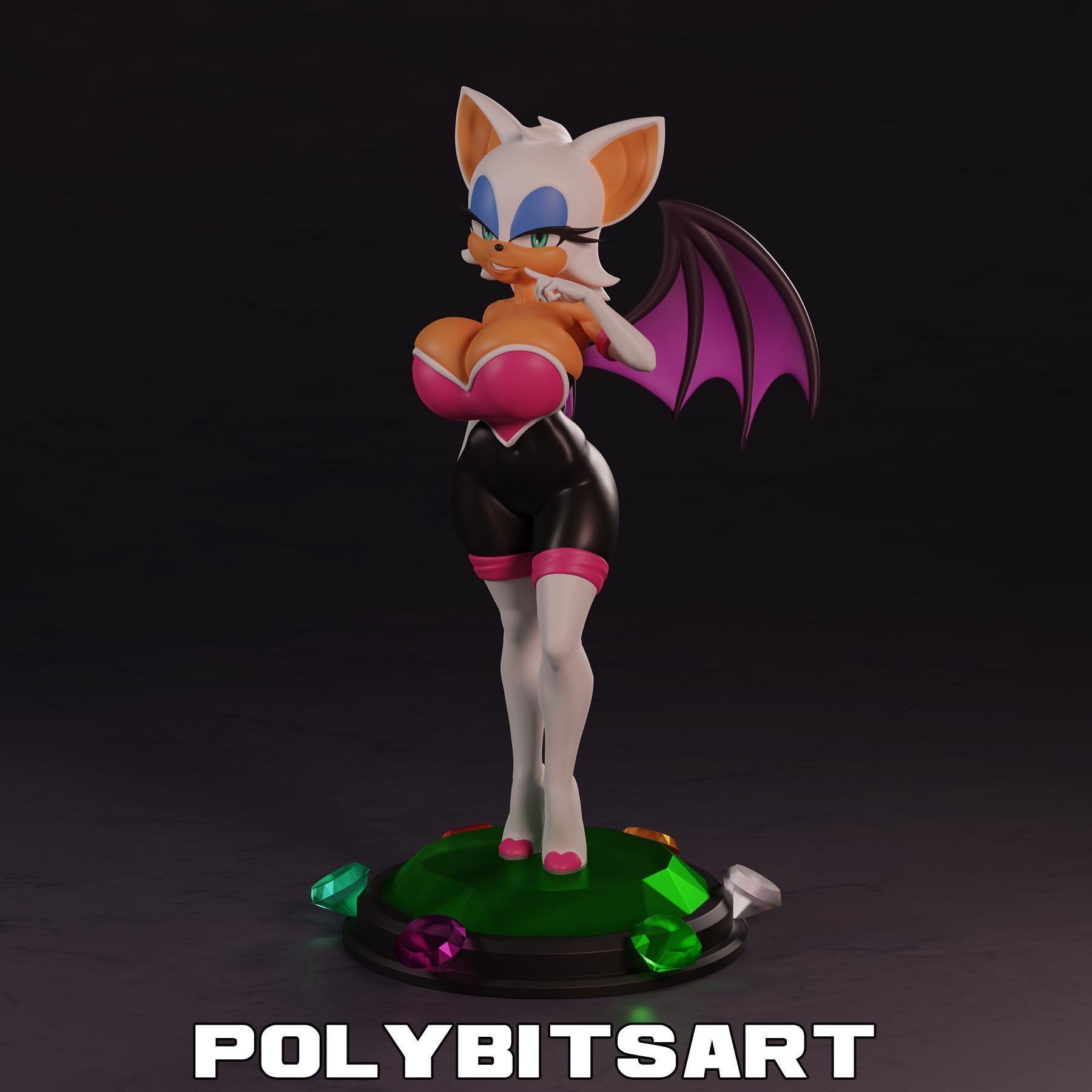 Rouge the Bat Figure 3D print model_6