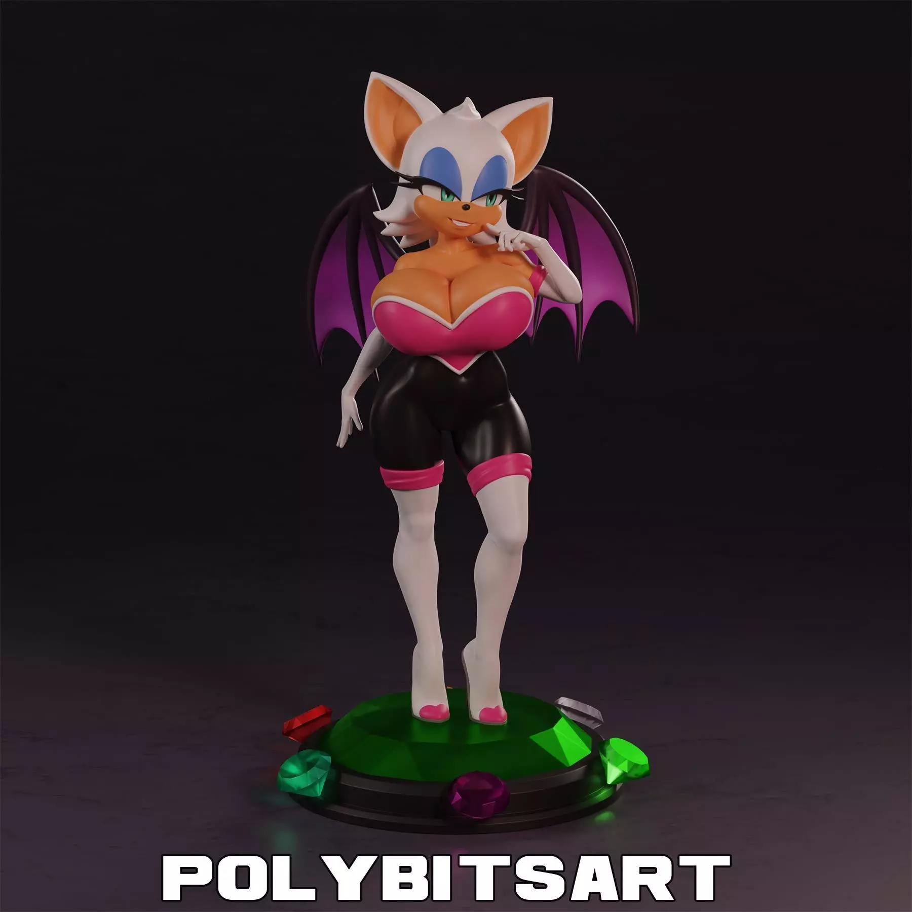 Rouge the Bat Figure 3D print model_0