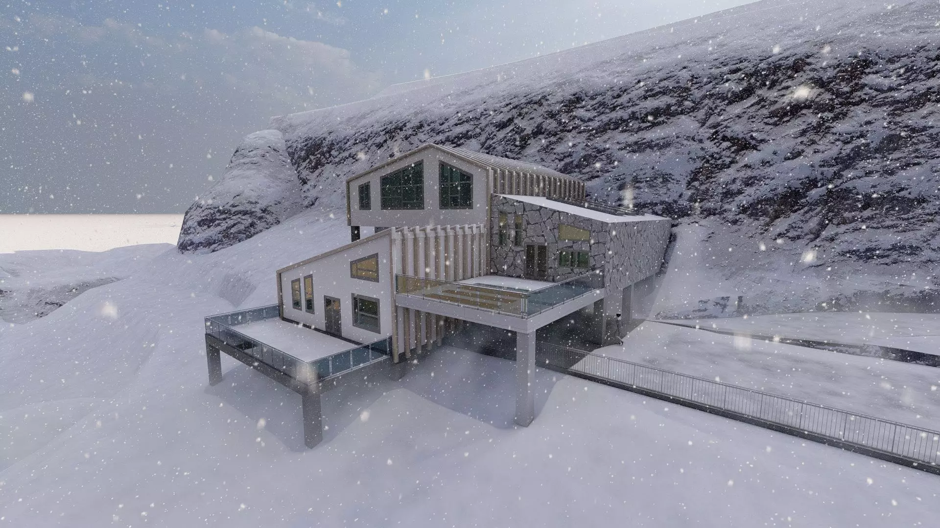 mountain house Low-poly 3D model_0