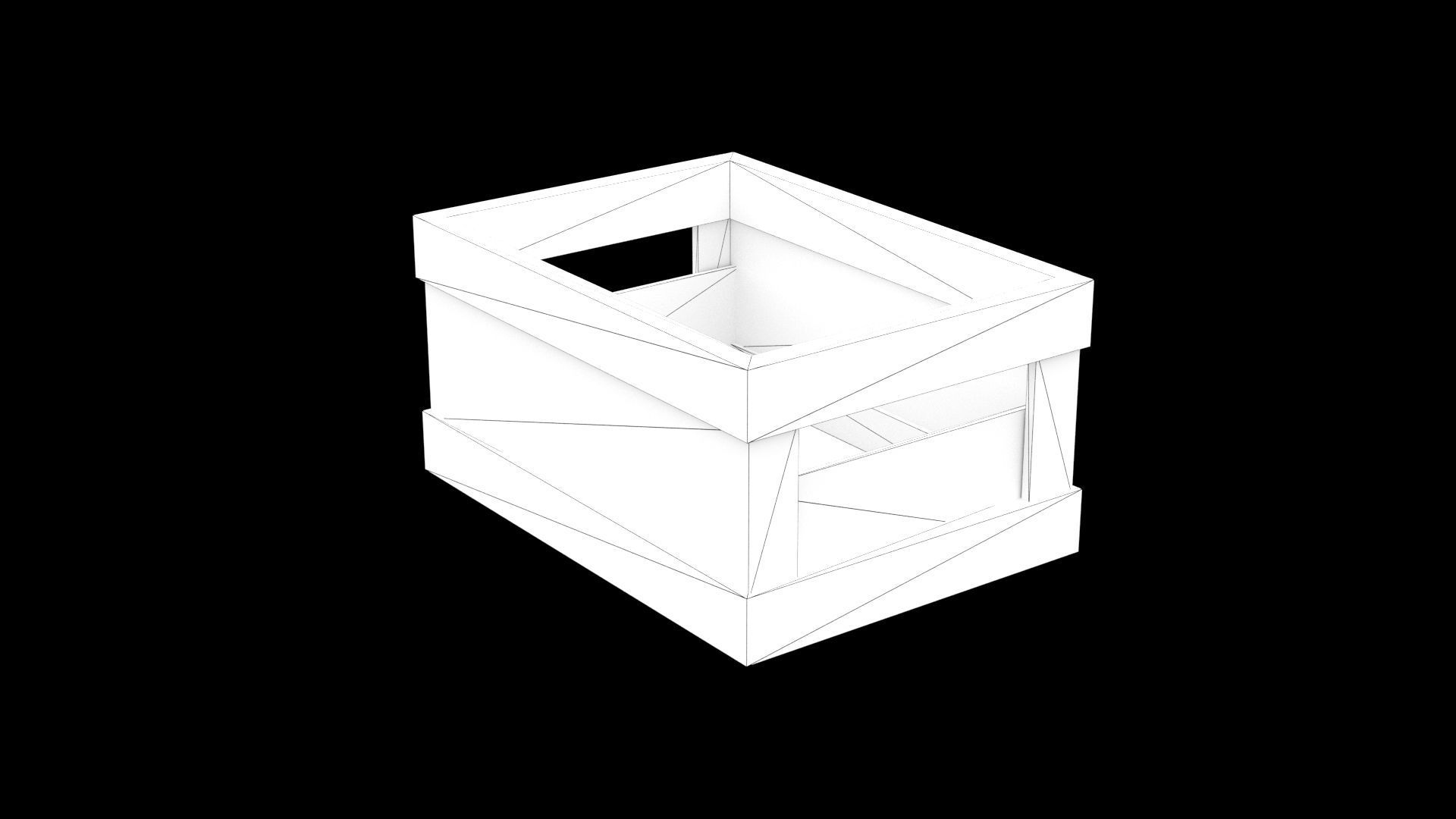 Wood box Low-poly 3D model_3