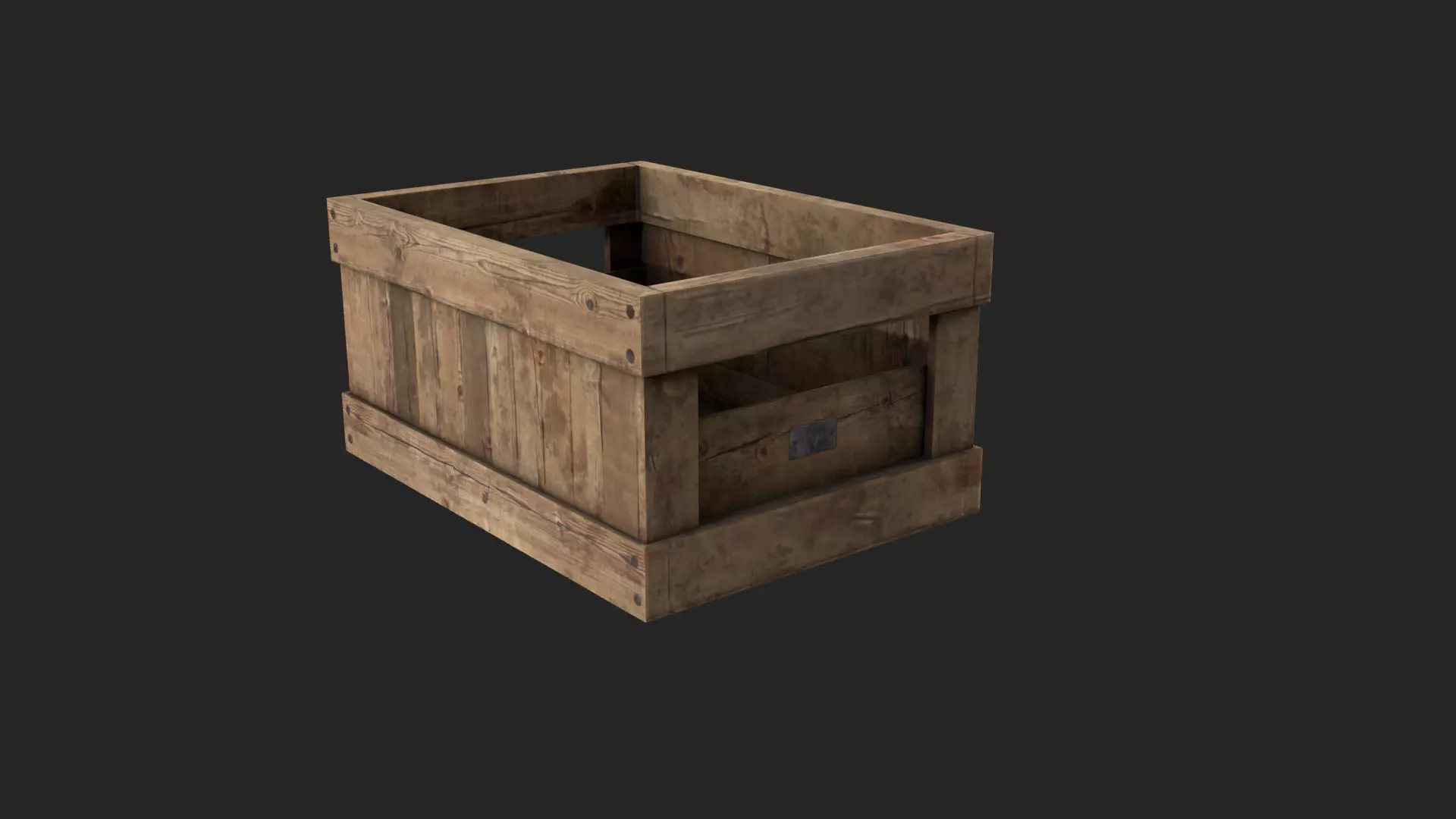 Wood box Low-poly 3D model_0