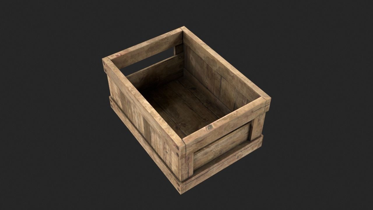 Wood box Low-poly 3D model_7