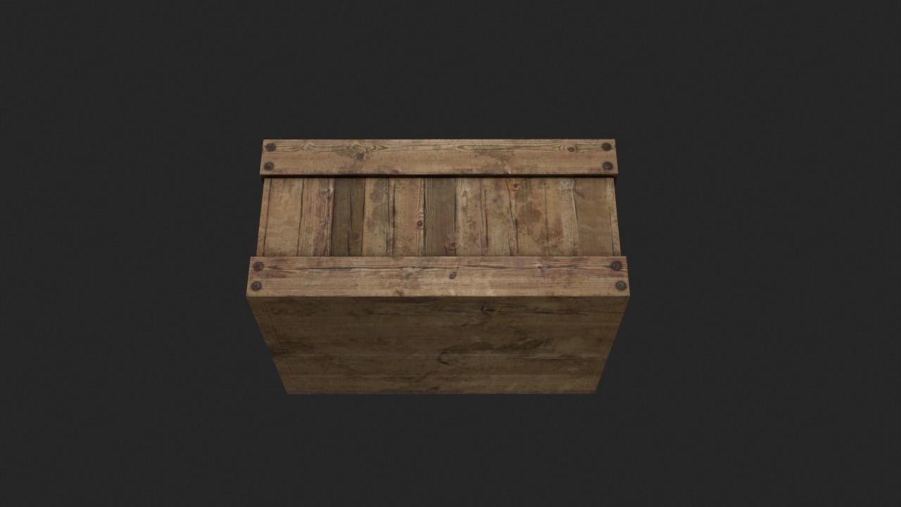 Wood box Low-poly 3D model_6