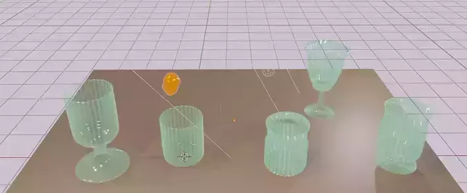 orange juice in glasses 5 set 3D model