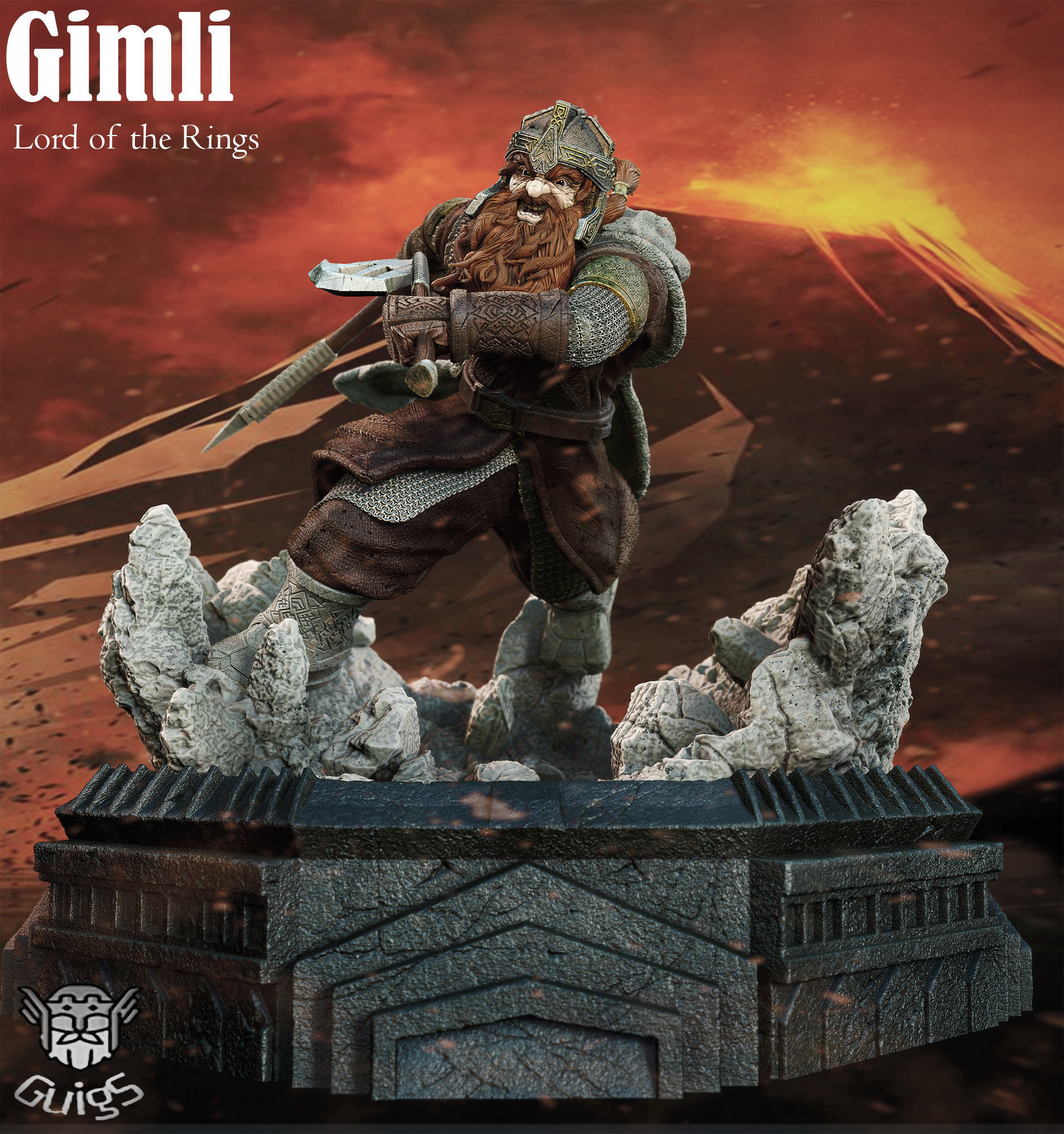 Gimli - Lord of The Rings 3D print model_5