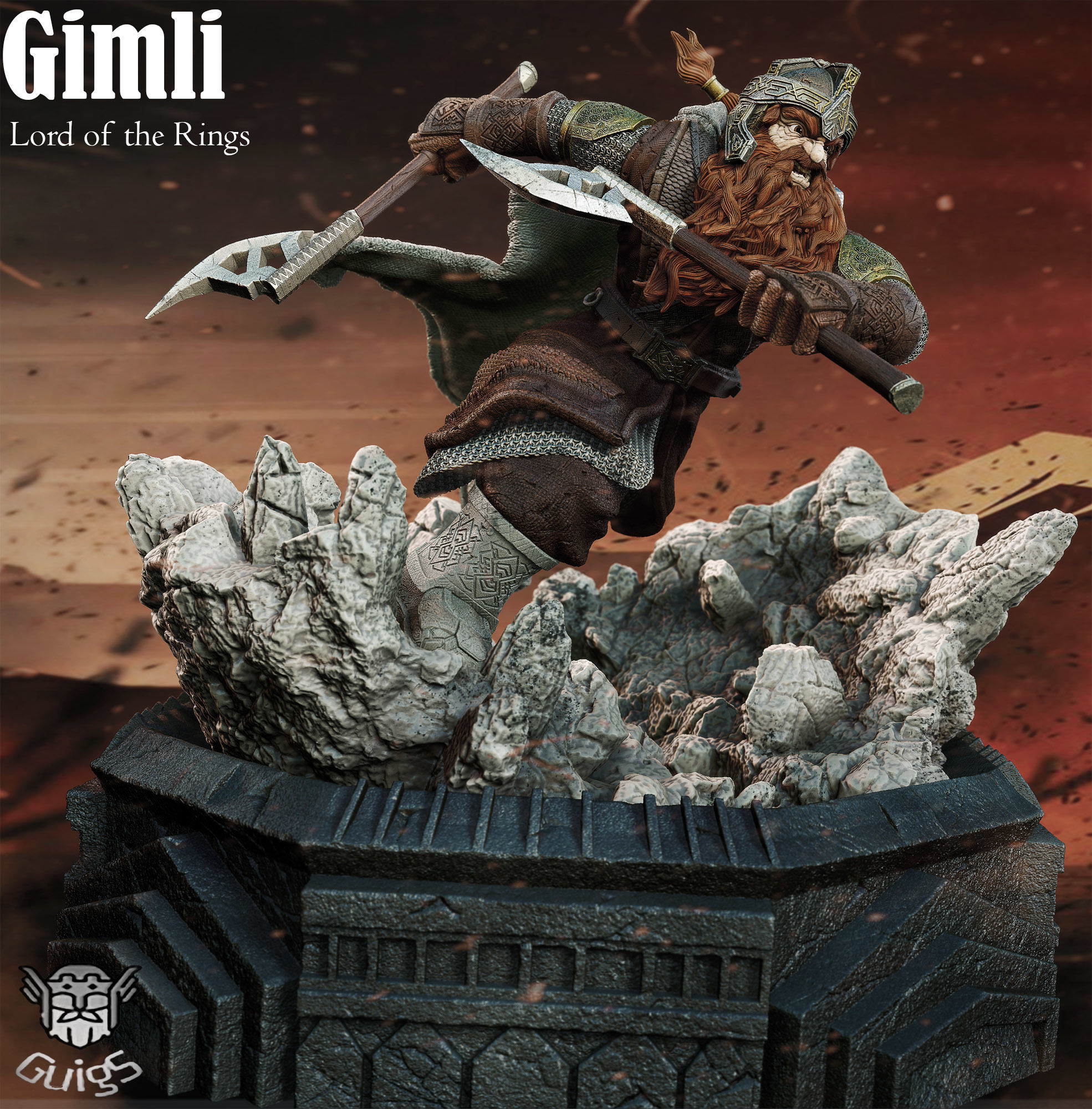 Gimli - Lord of The Rings 3D print model_4