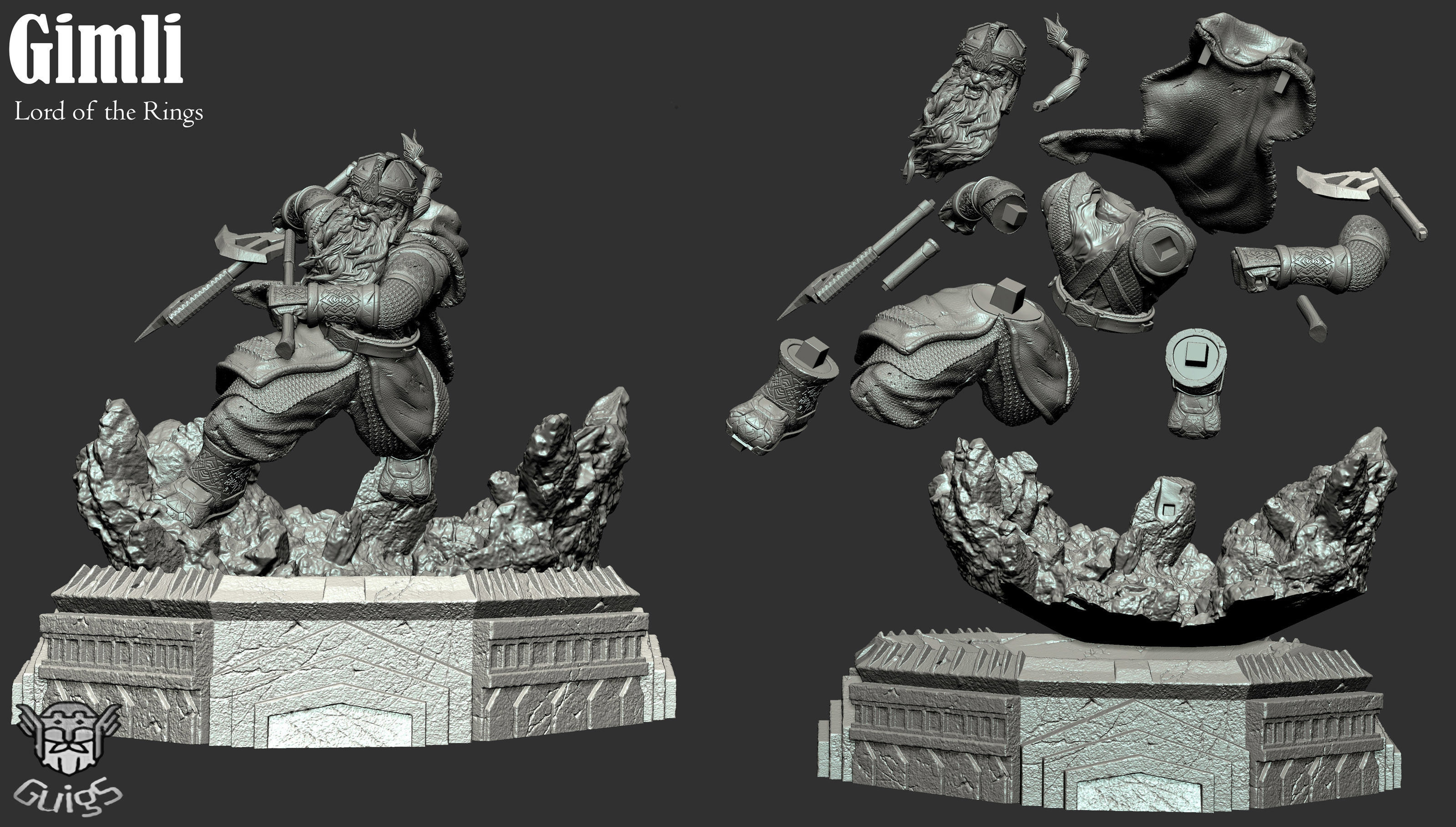 Gimli - Lord of The Rings 3D print model_2