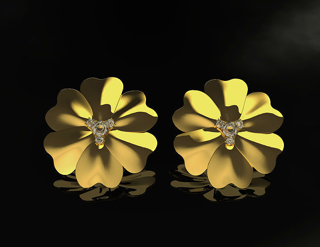 Earrings beautiful flower 2 Free 3D model