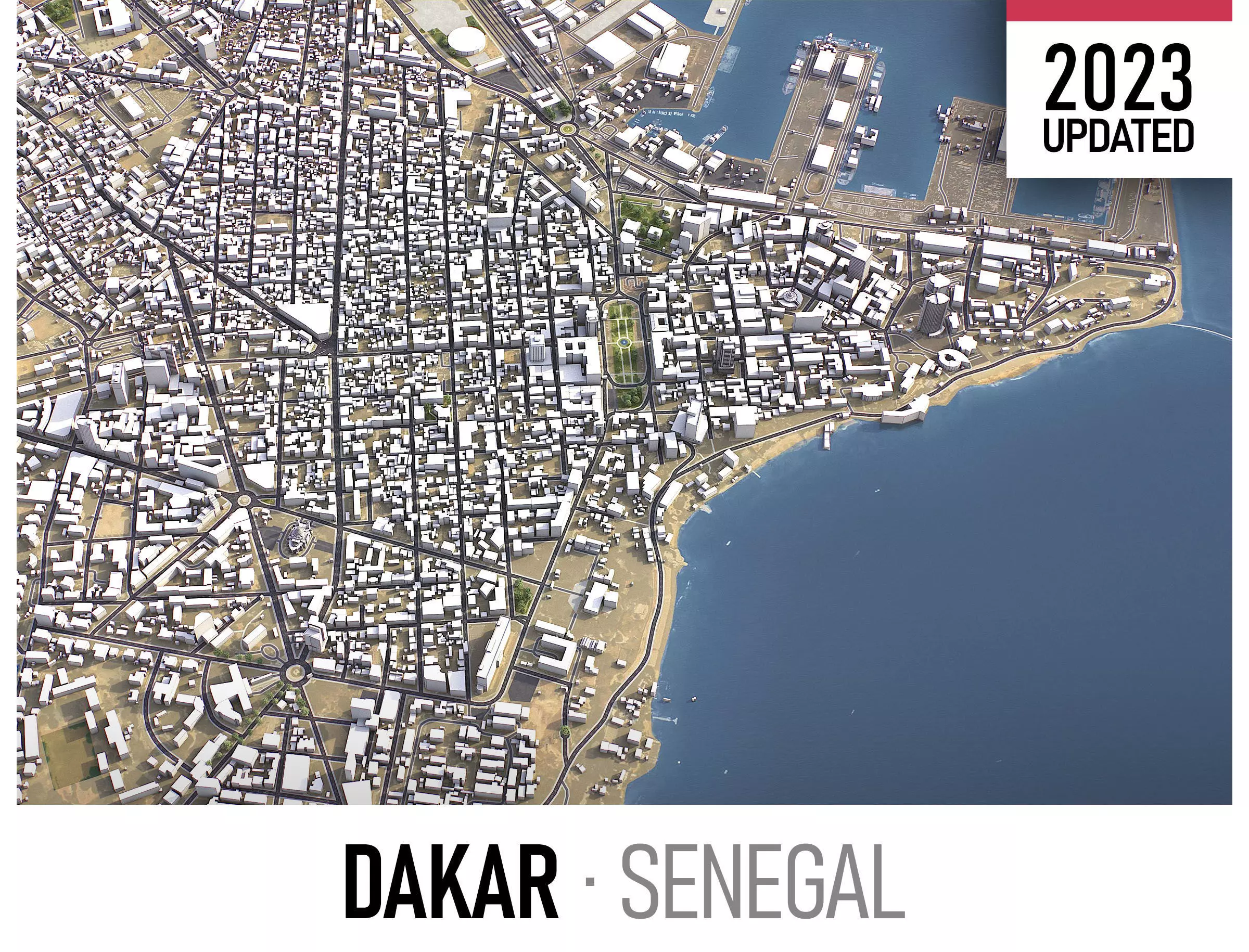 Dakar - 3D City Model Low-poly 3D model_0