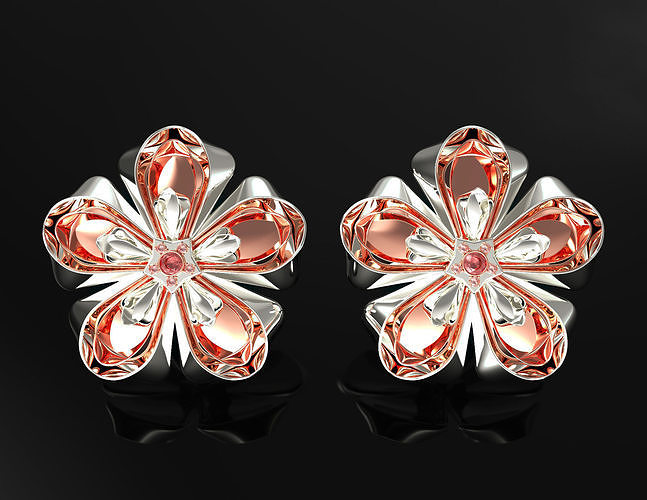Earrings beautiful flower  Free 3D model