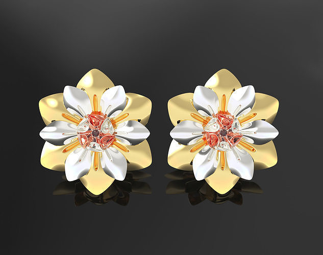 Earrings beautiful flower  Free 3D model