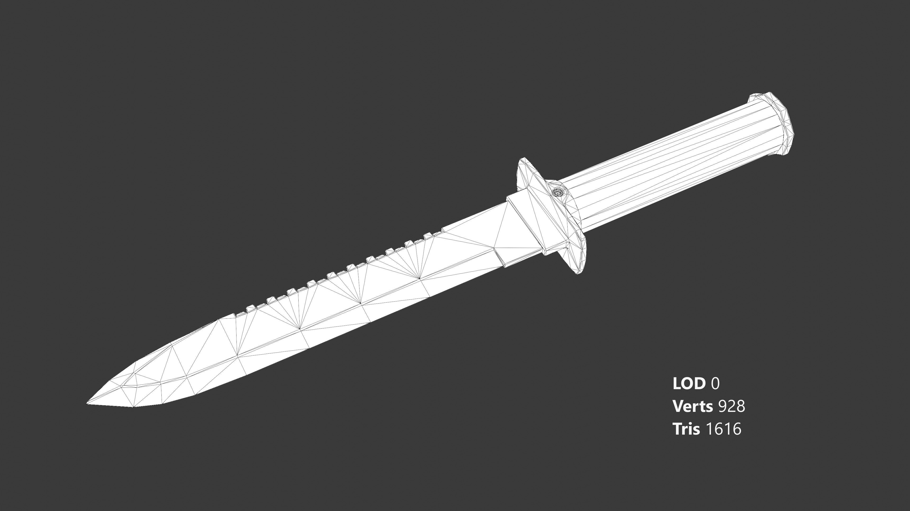 Combat Knife 01 Low-poly 3D model_18