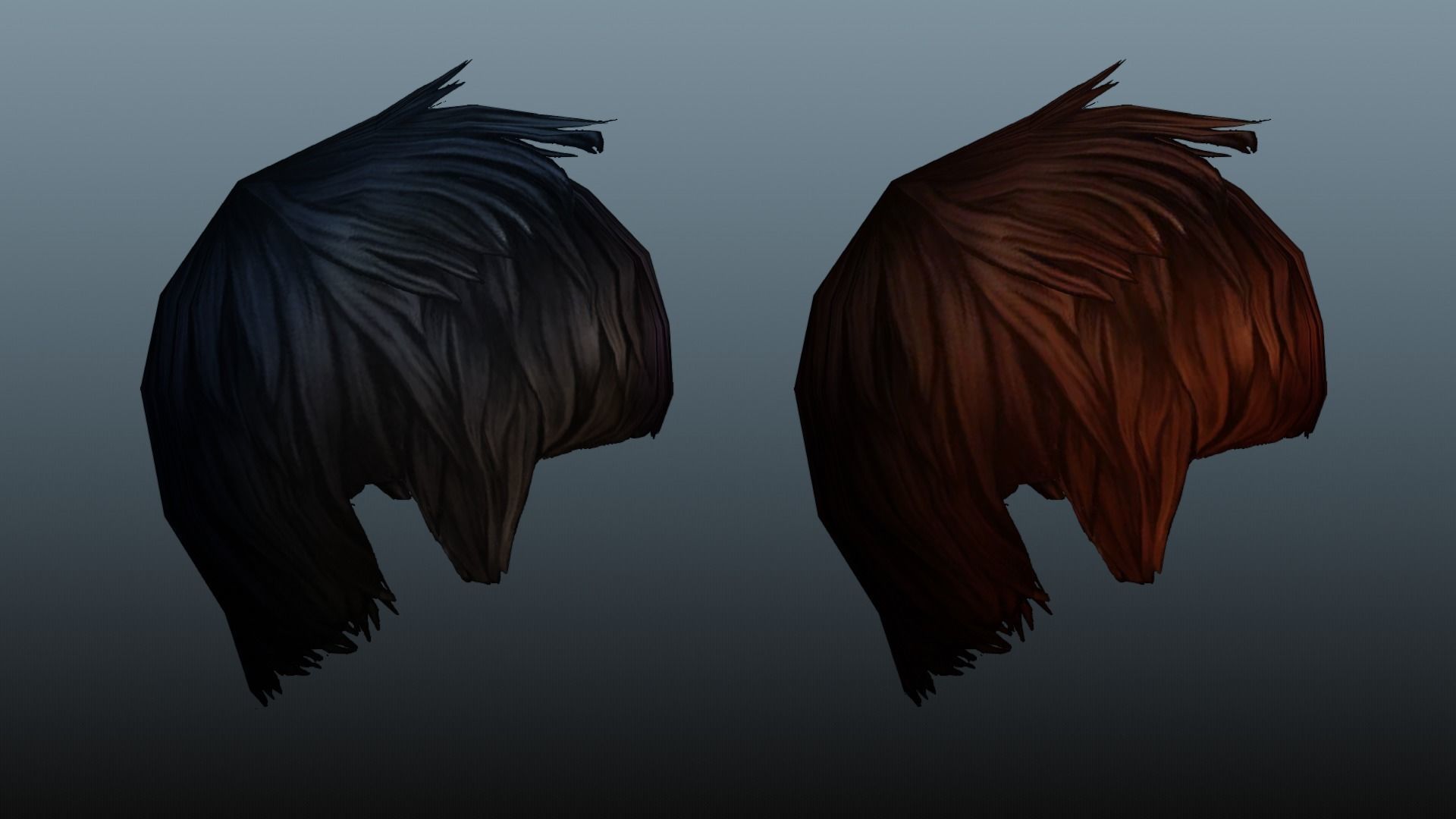 Female hair low poly 3 color model Low-poly 3D model_23