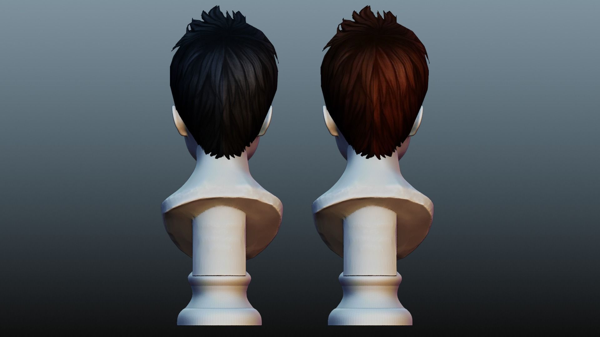 Female hair low poly 3 color model Low-poly 3D model_17