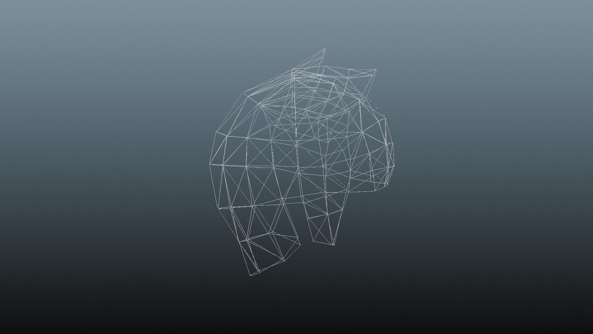 Female hair low poly 3 color model Low-poly 3D model_15