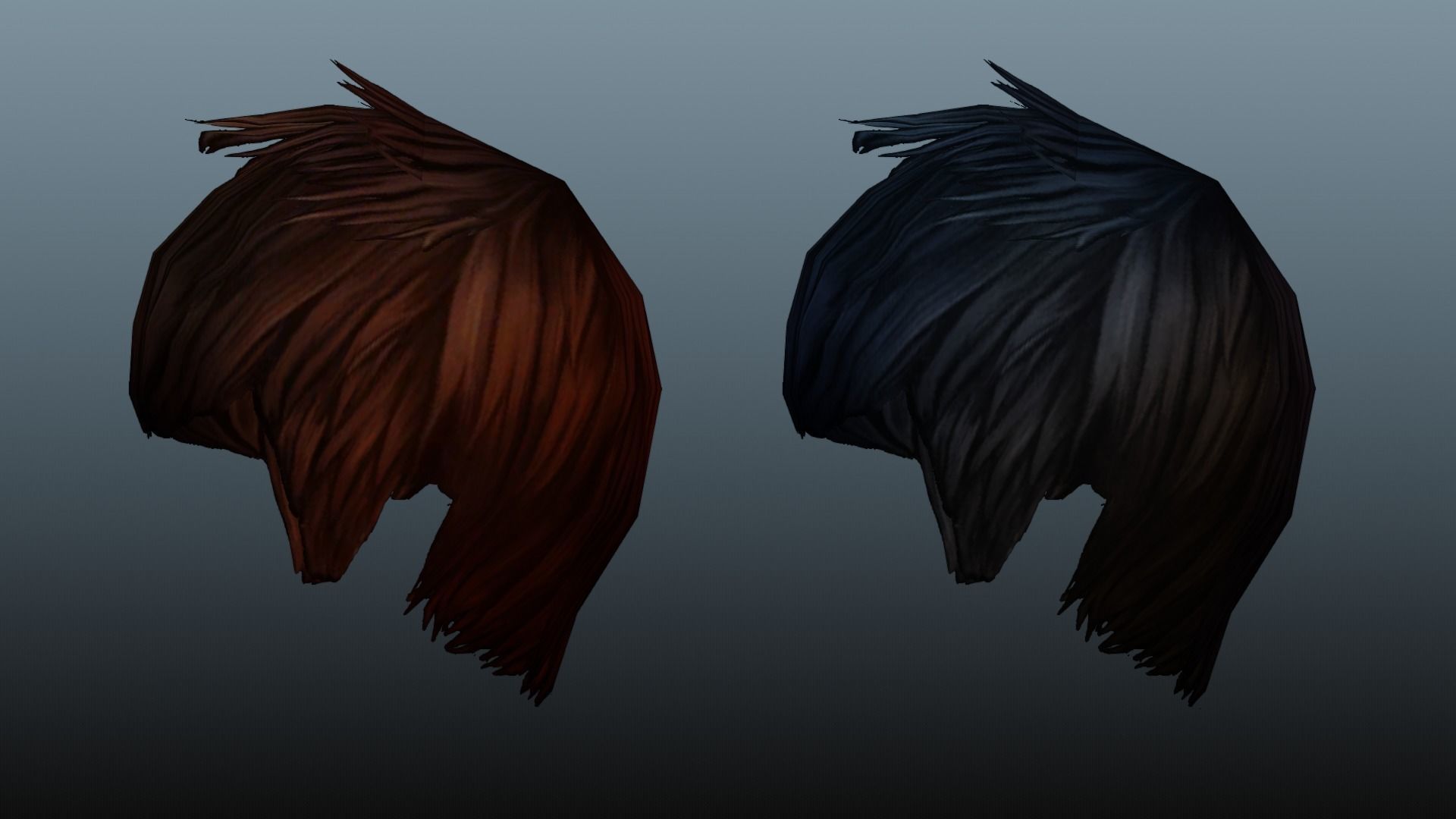 Female hair low poly 3 color model Low-poly 3D model_22