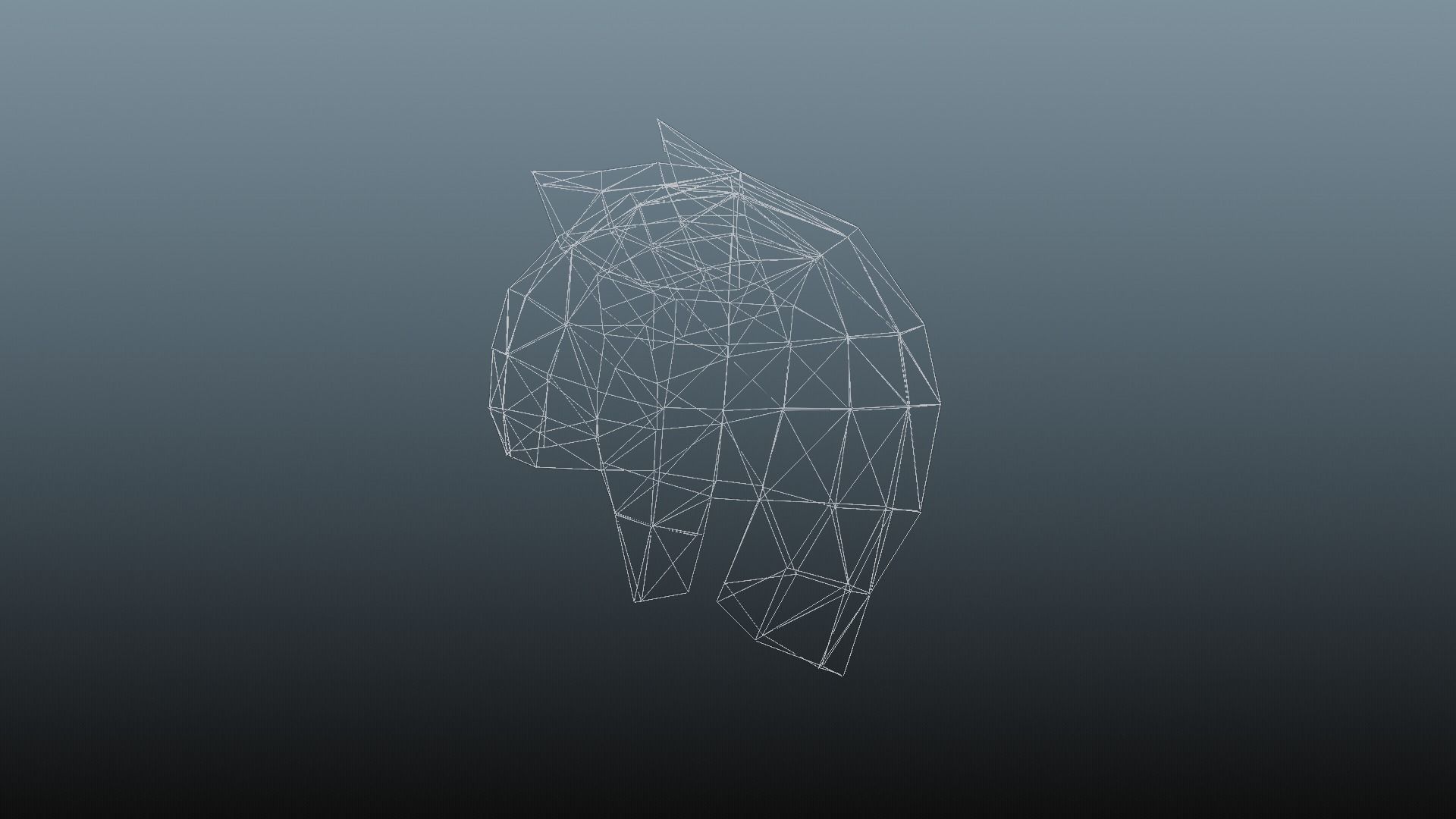 Female hair low poly 3 color model Low-poly 3D model_29