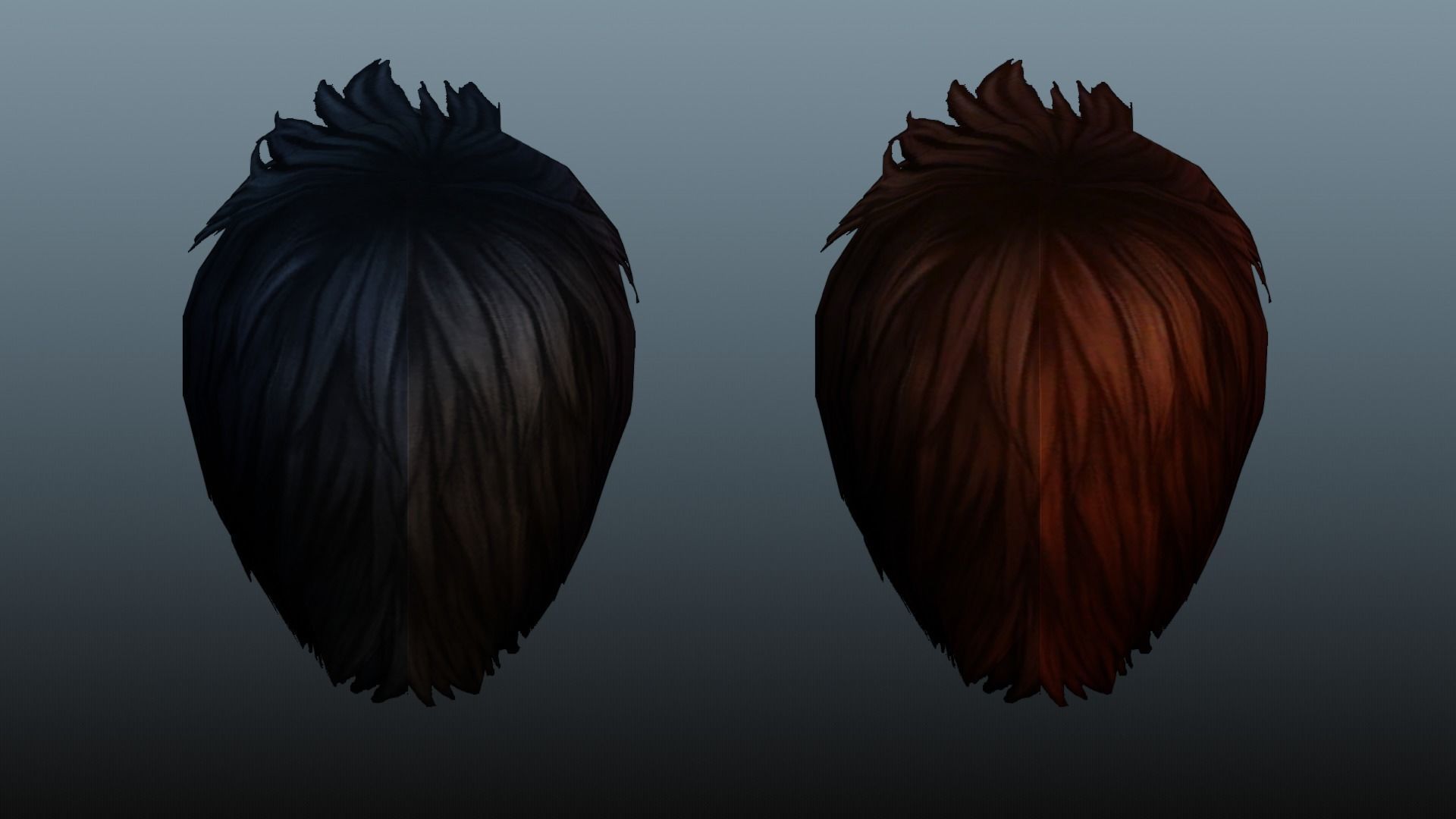 Female hair low poly 3 color model Low-poly 3D model_21