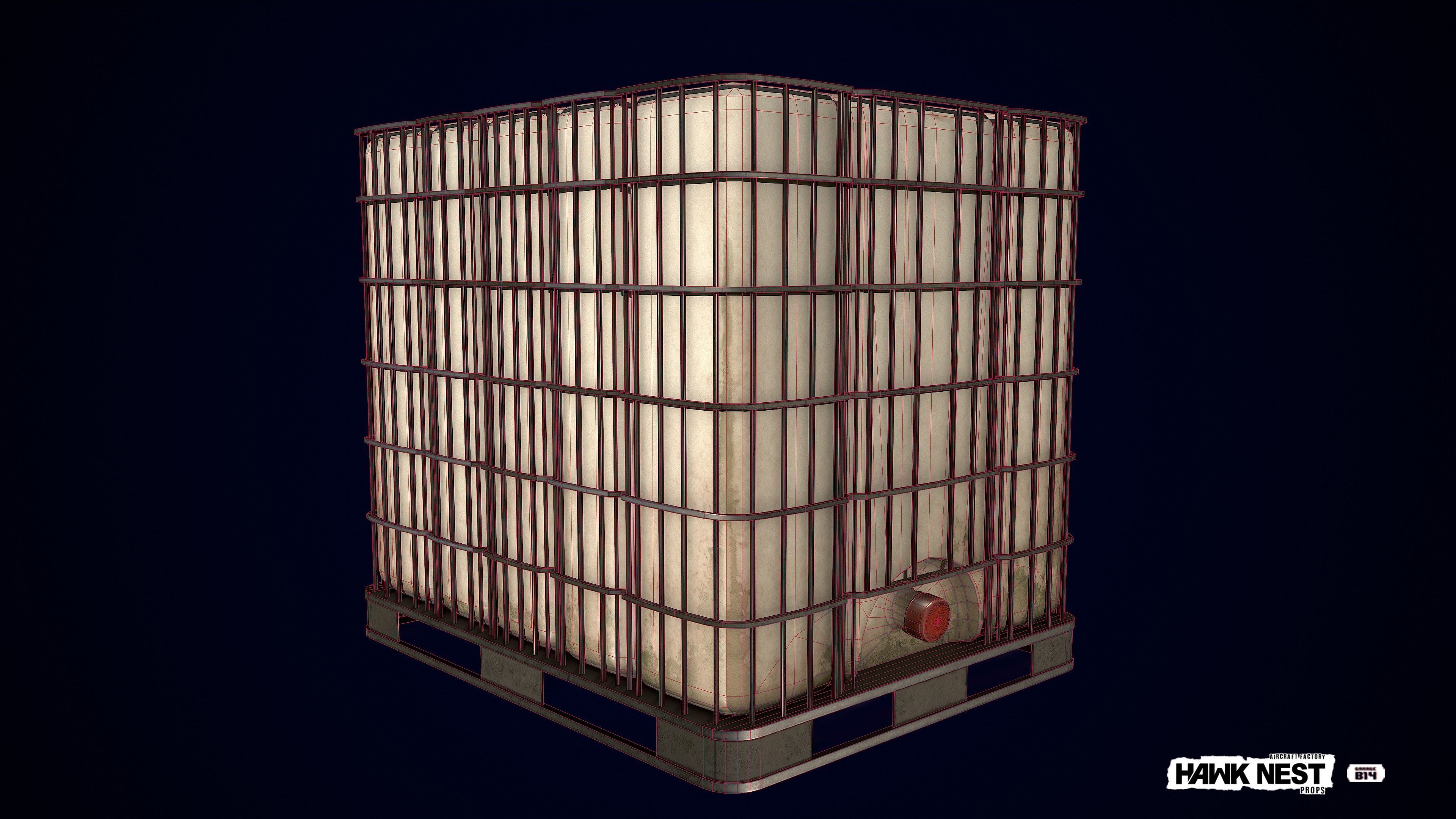 Liquid tank container Water Box Low-poly 3D model_4
