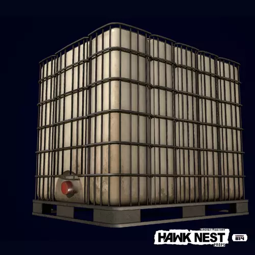 Liquid tank container Water Box Low-poly 3D model_0