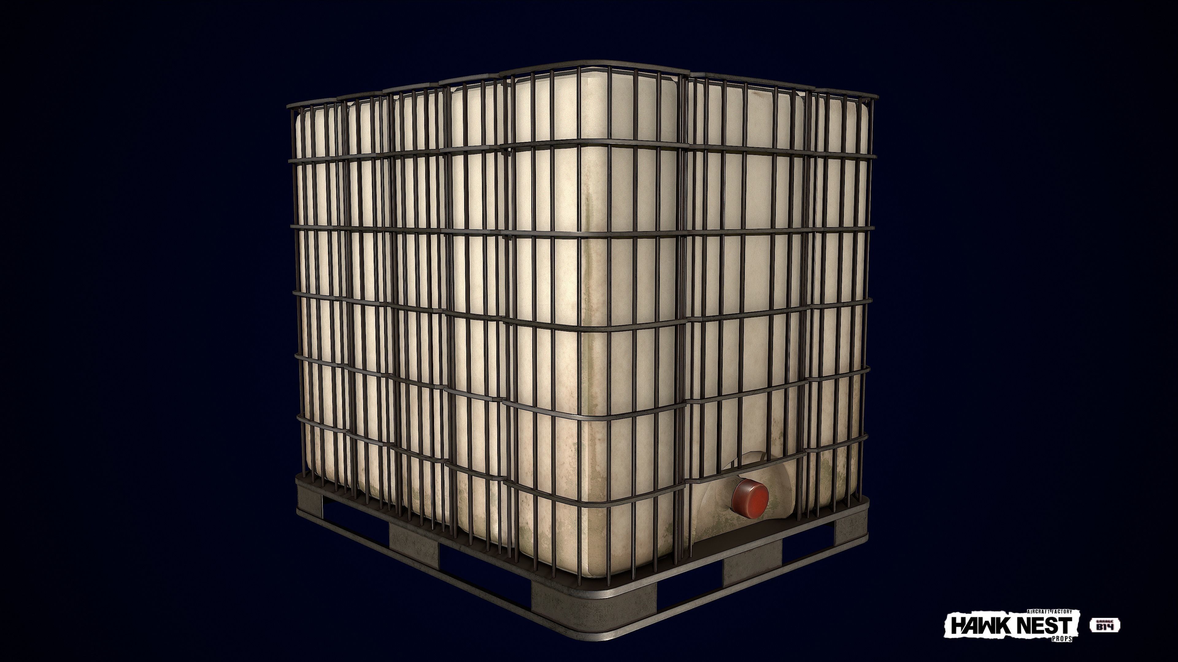 Liquid tank container Water Box Low-poly 3D model_2