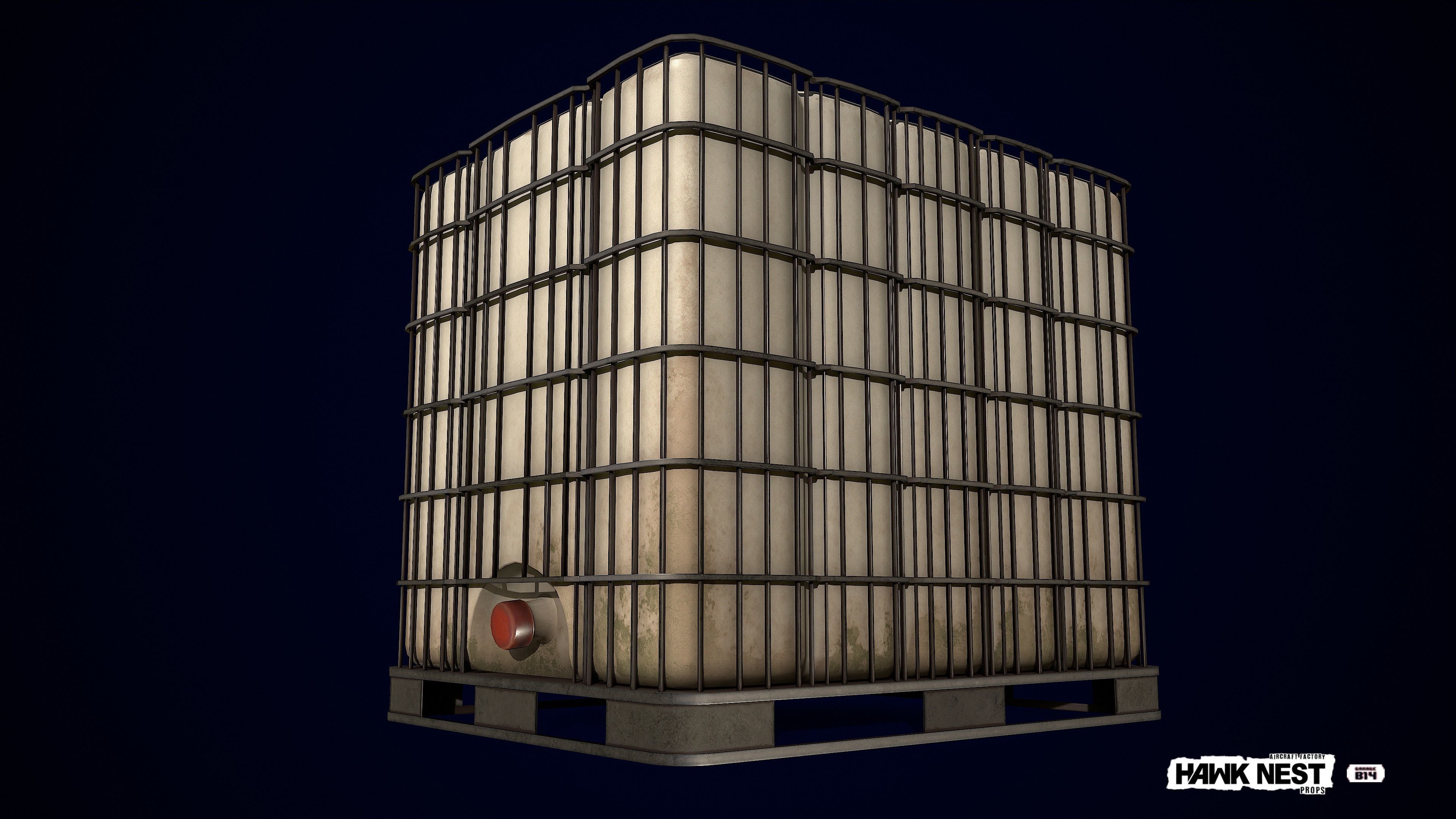 Liquid tank container Water Box Low-poly 3D model_1