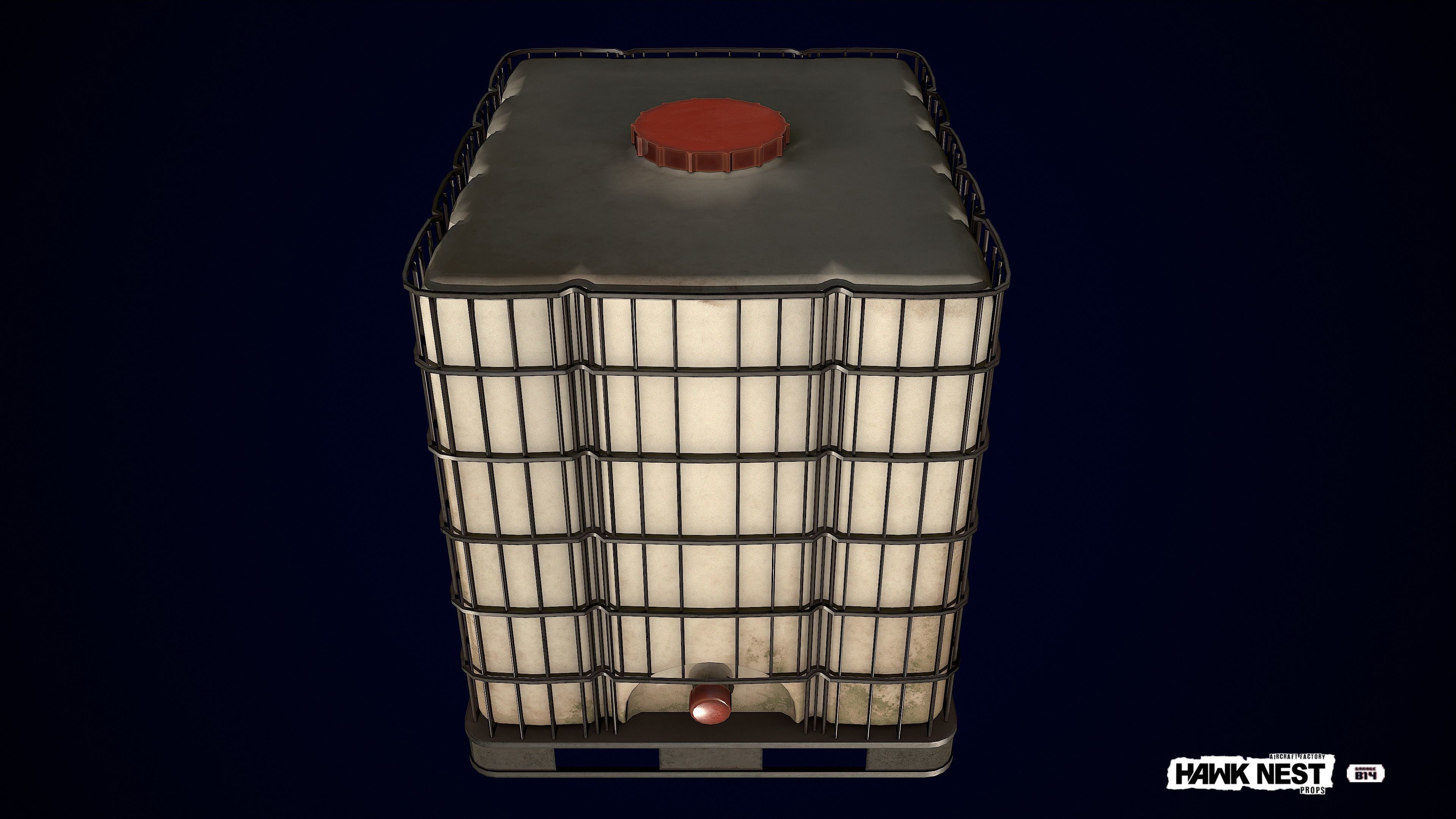 Liquid tank container Water Box Low-poly 3D model_3