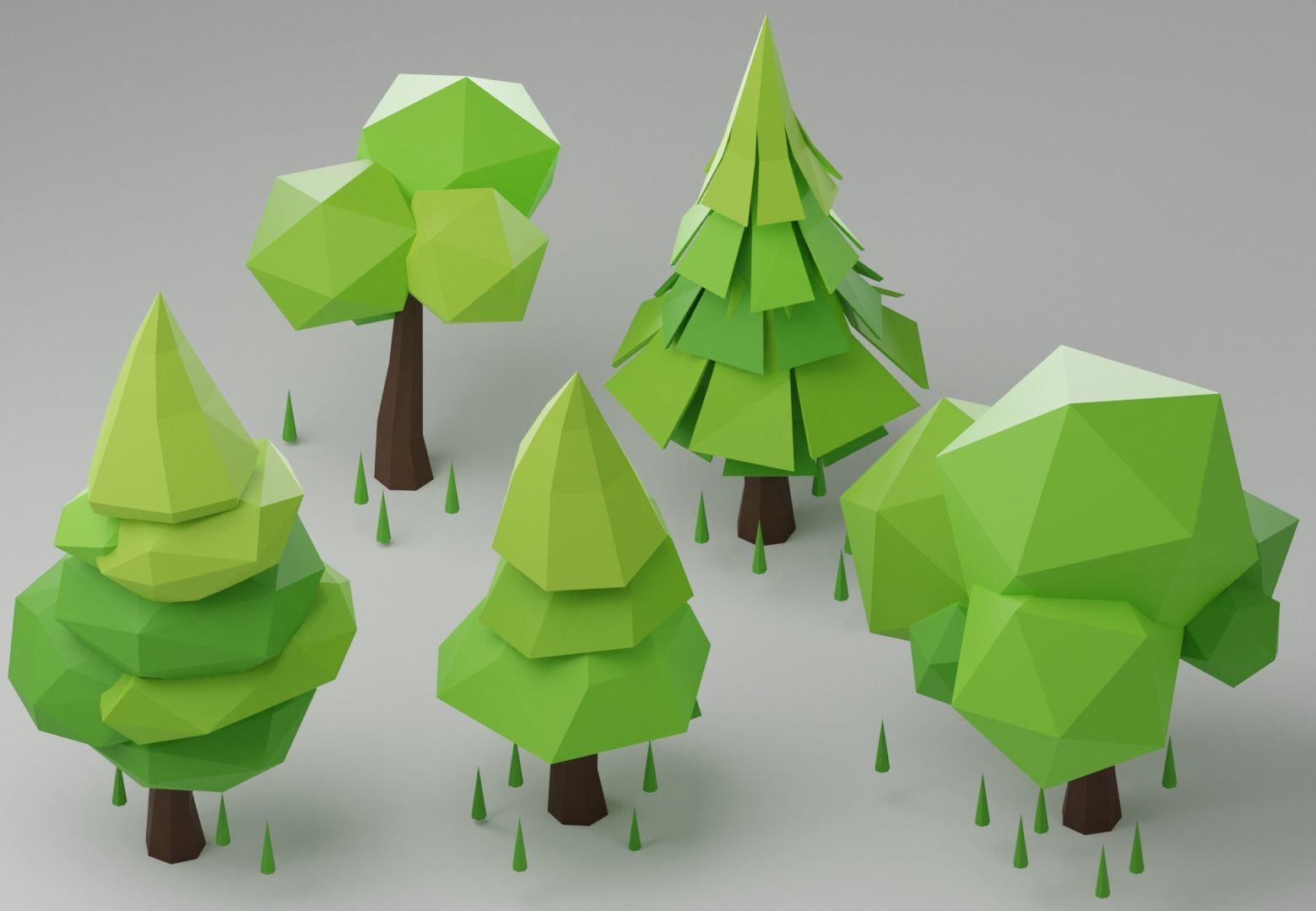 Low poly Trees Low-poly 3D model_1