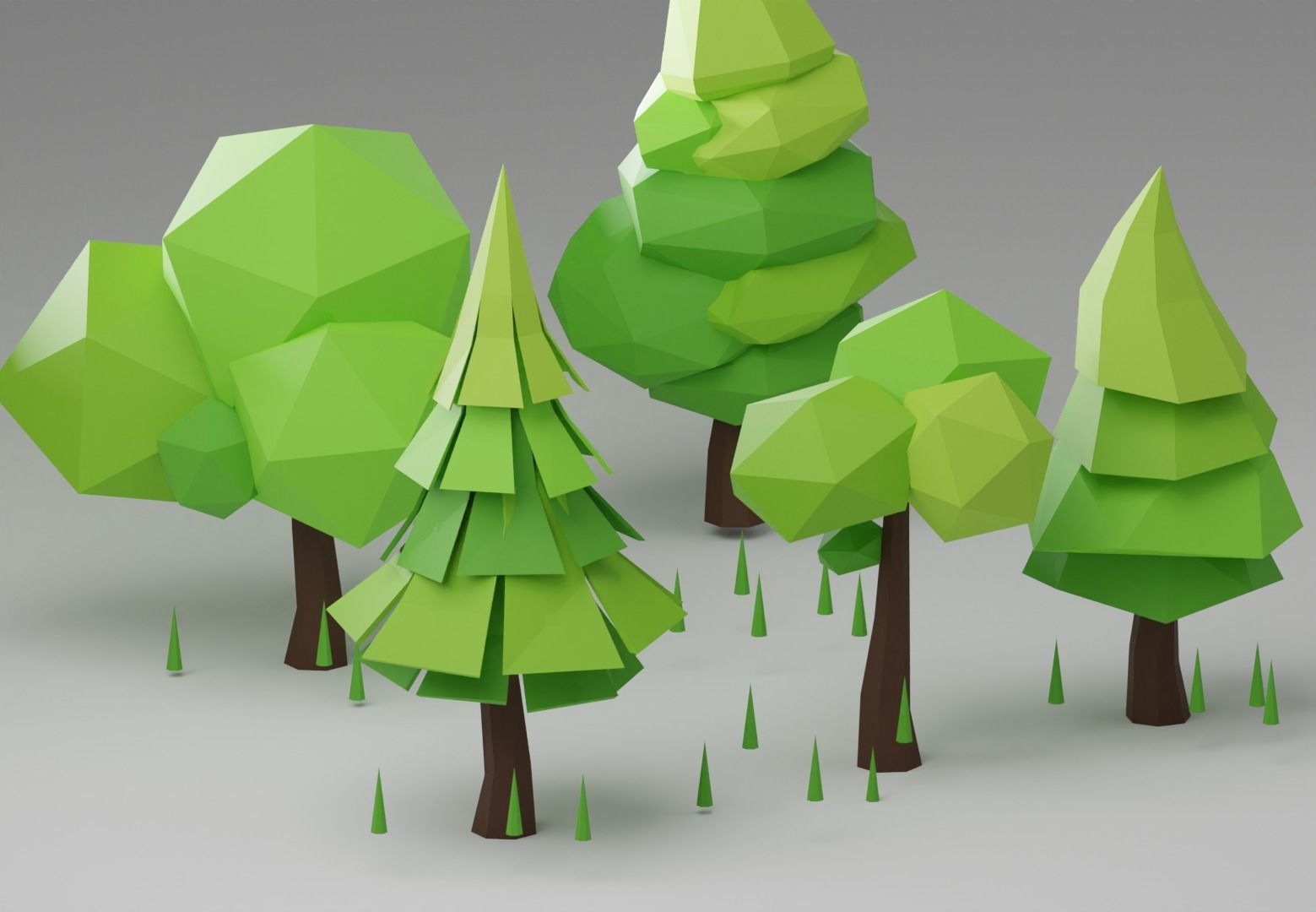 Low poly Trees Low-poly 3D model_2