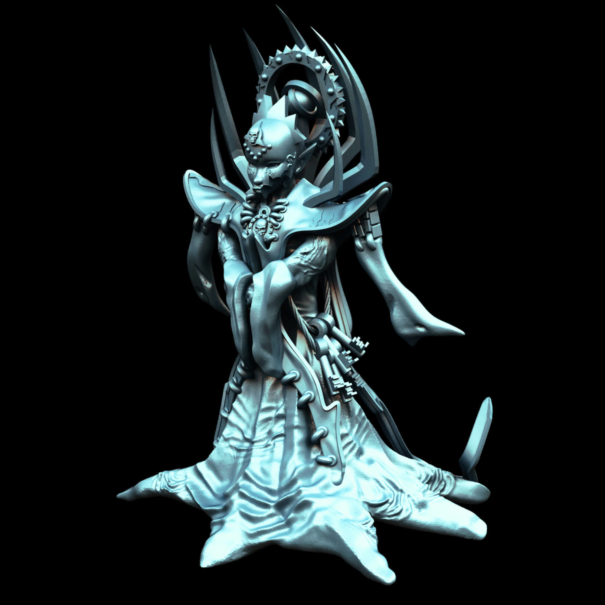 Lady of Pain The Masked Queen Fantasy Miniature 3D print model_10