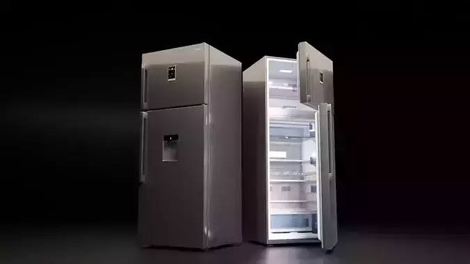 Smart Silver Refrigerator with Dispenser